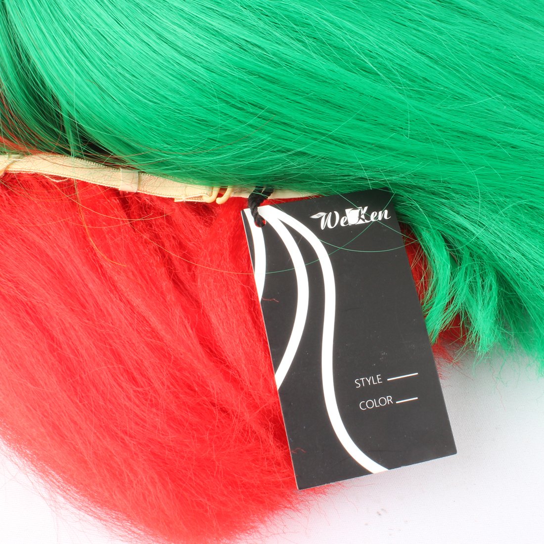 Peluca de moda de las mujeres corto Bob rizado recto flequillo sintético postizos rojos y verdes 2
