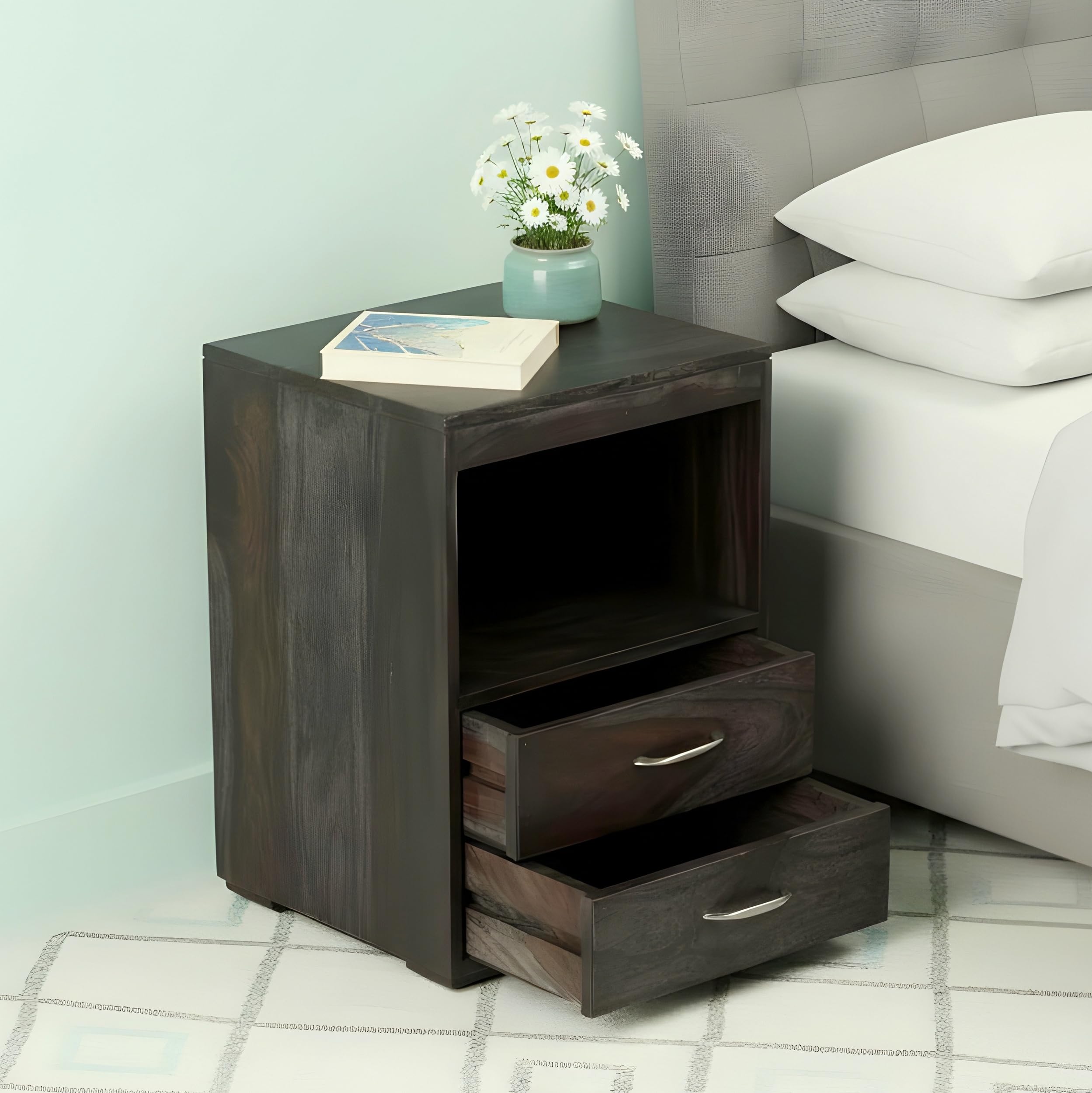 Ikiriya Kassel Sheesham Wood End Table | Corner Table | Tea Table | Bedside Table in Mahogany Finish (1 Yr. Warranty)-image-39