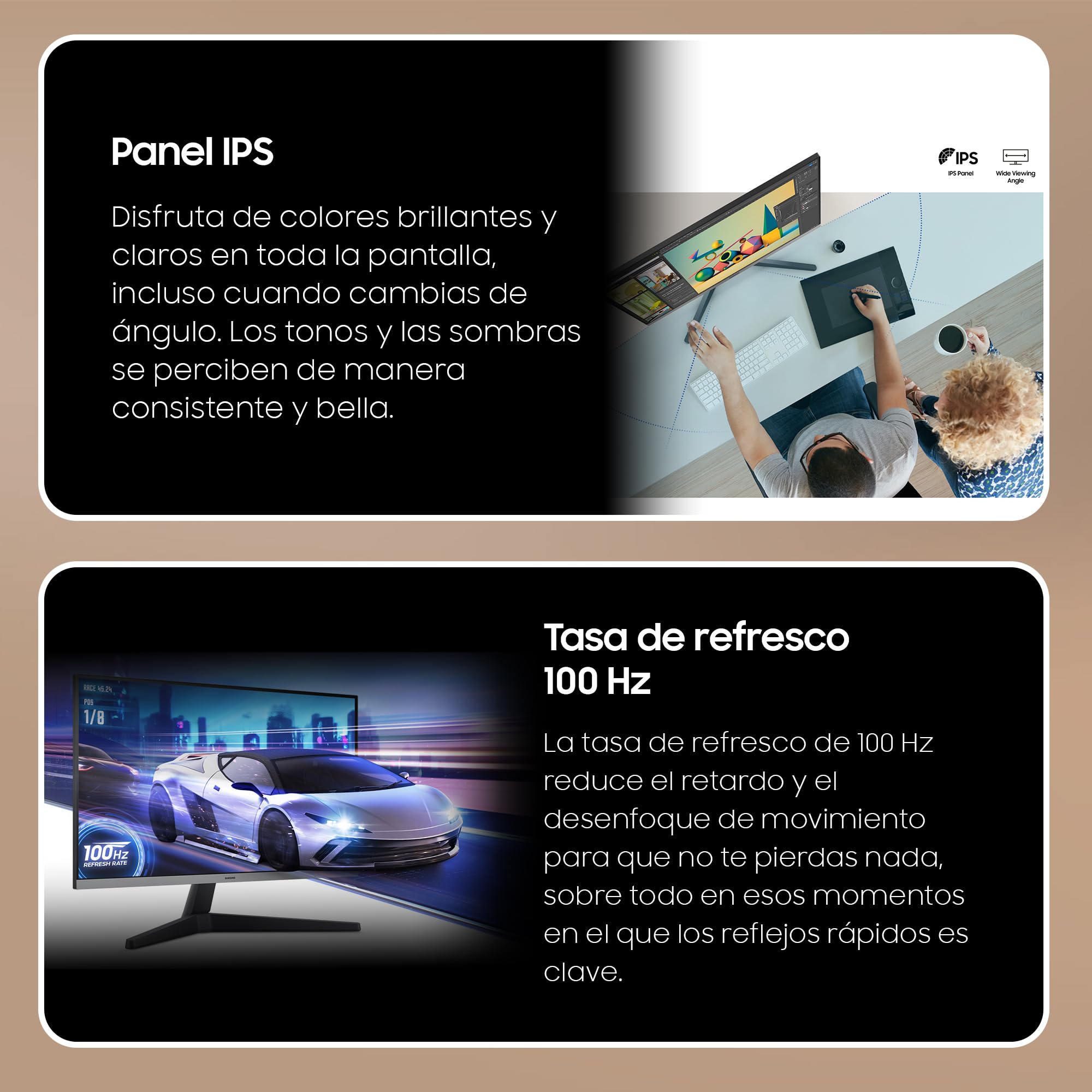 Samsung LS24C332GAUXEN Monitor S3 S33GC 24" con pannello IPS, frequenza di aggiornamento 100Hz, AMD FreeSync, modalità gioco, Eye Saver & Less Screen Flickering, nero