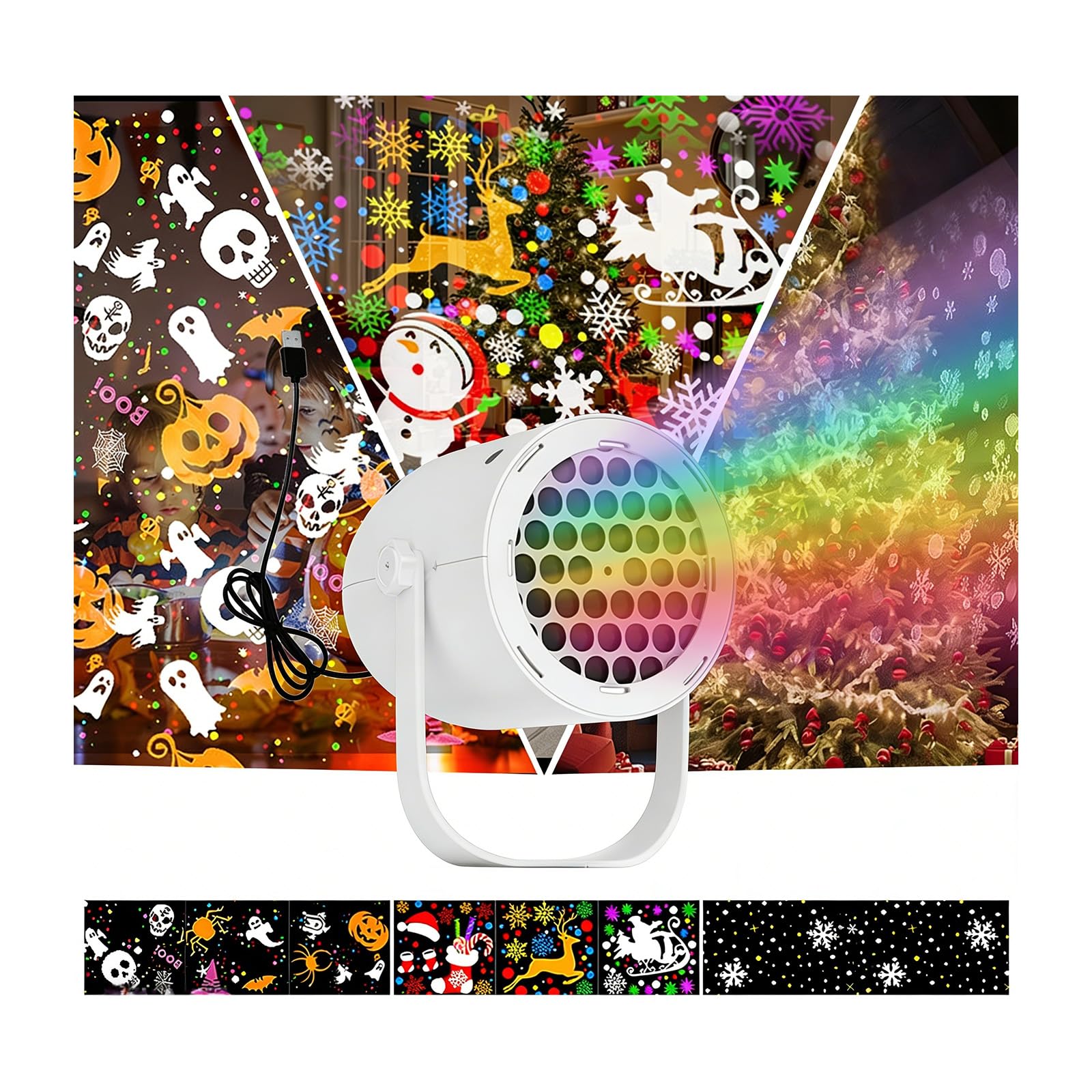 Nucelit Compact Portable USB Christmas Projector Featuring Patterns for Easy Movement and Festival Decor in Rooms or Parties Festival Projection Light