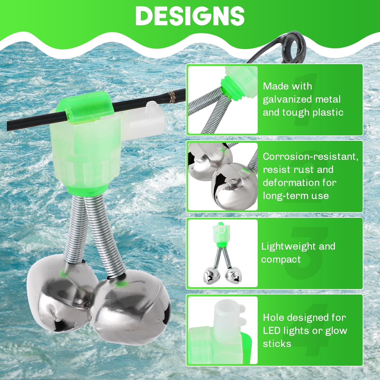Bell Rod Snapklik.com : Weyleity Fishing Bells 30Pack Fish Bite Bait Alarm Bell ...