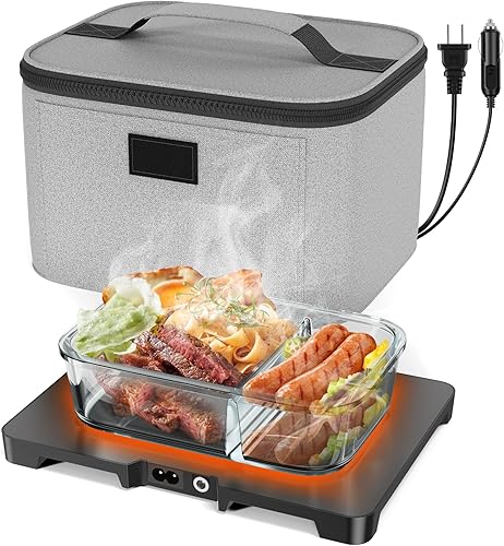 Miniatura 8 de Lonchera eléctrica con calentador de alimentos - 12V/24V/110V Horno portátil 3-en-1, calentador de alimentos para automóvil, mini microondas