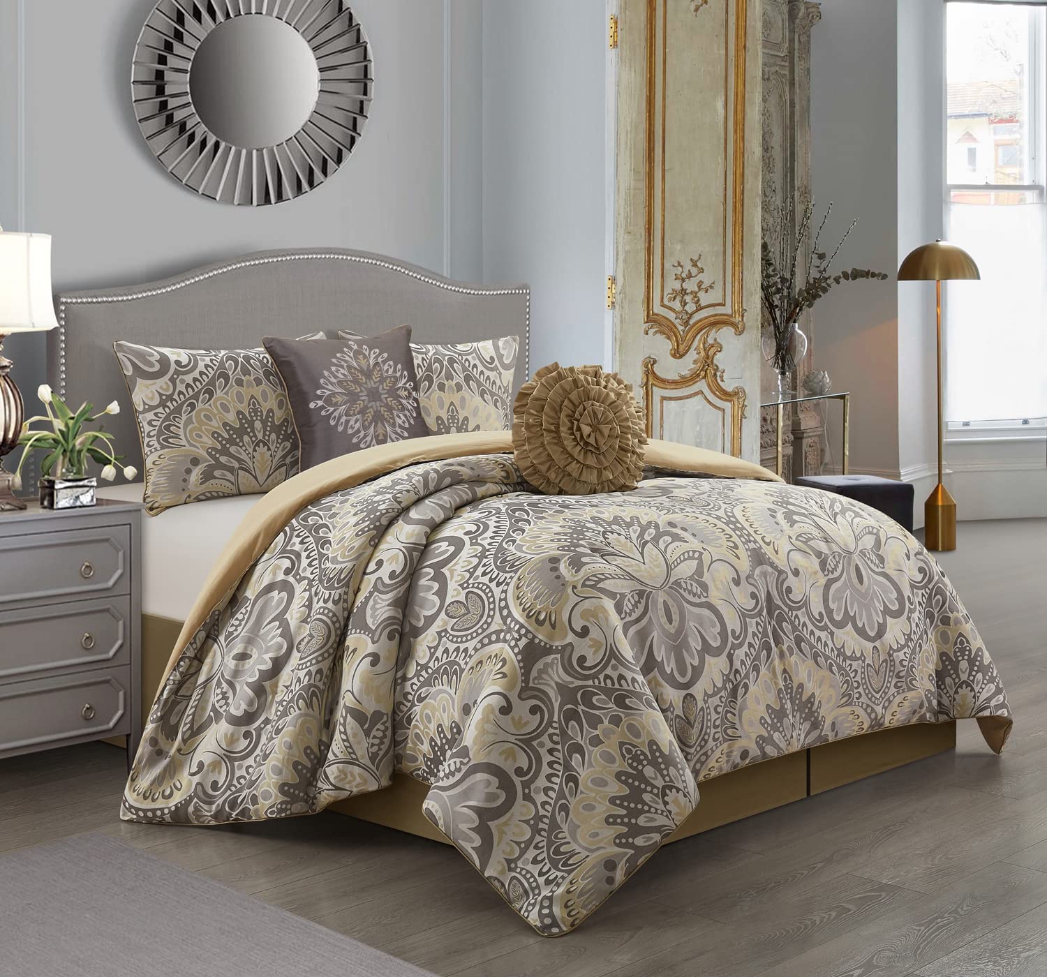 Stratford Park 6Piece Grey Yellow Comforter Set for Girls, California