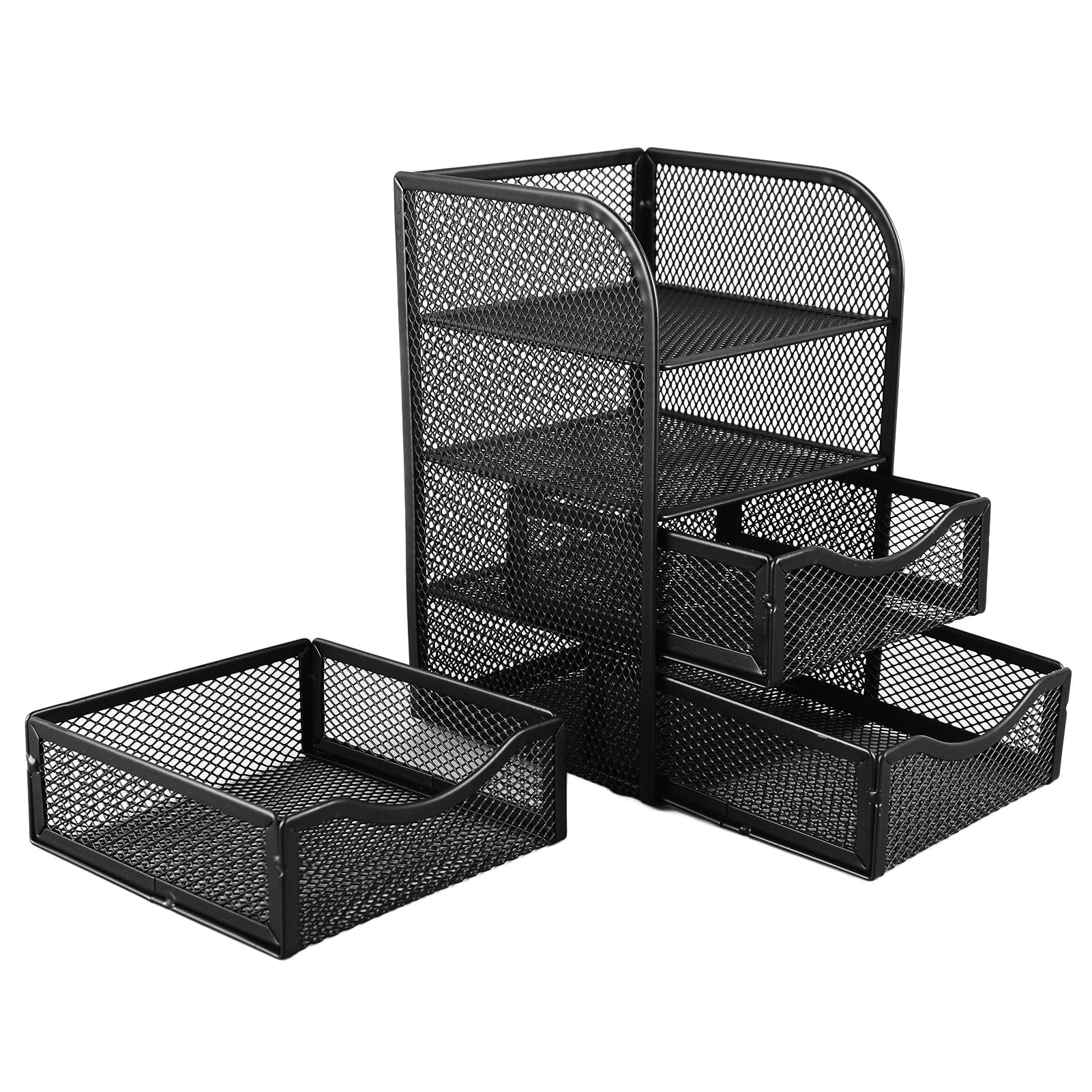 Organizzatore Scrivania Metallo Maglia 3 Cassetti Antiscivolo Cancelleria