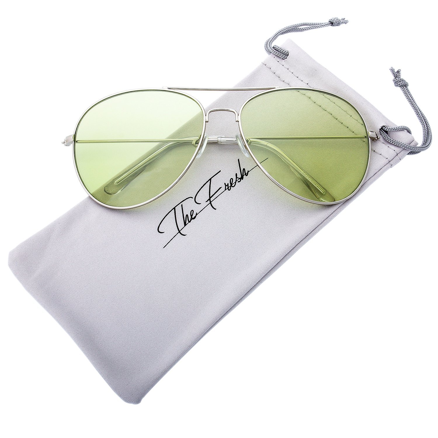The Fresh Classic Aviator Frame Light Color Lens XL Oversized Sunglasses Gift Box