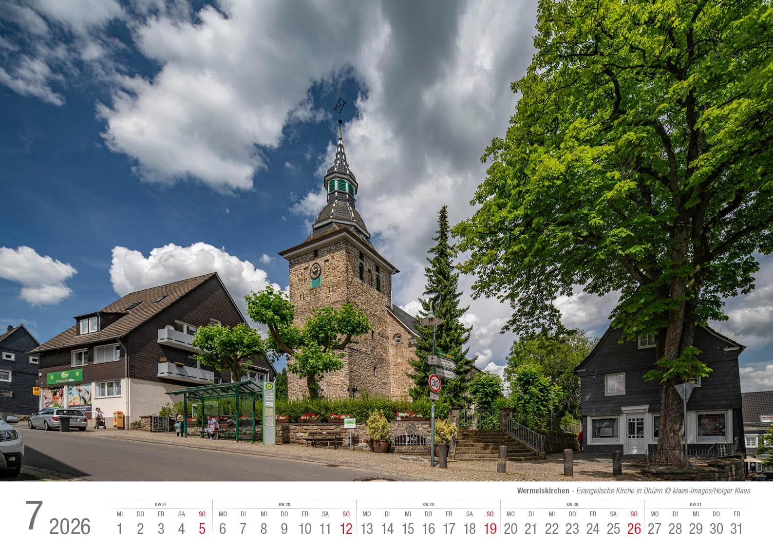 Wermelskirchen 2026 Bildkalender A3 Spiralbindung