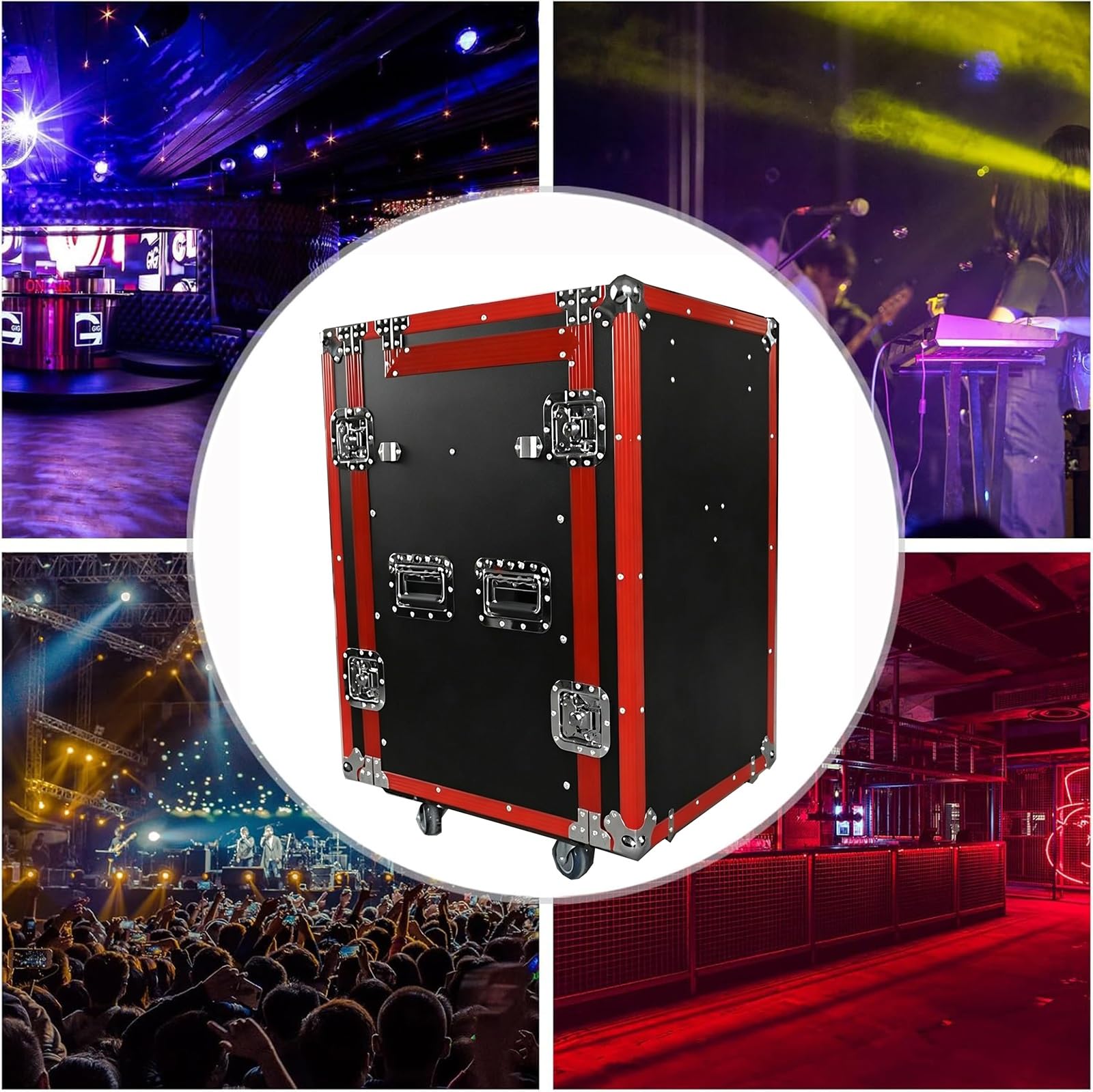 Stojak na meble PA Road Case Open Frame Studio Stojak na stół roboczy i kółkami do miksera audio, wzmacniacza i sprzętu scenicznego