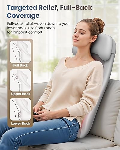 Miniatura 8 de COMFIER Almohadilla inalámbrica para silla de masaje con múltiples funciones, 2D3DMix Shiatsu masajeador de cuello y espalda con calor, masajeador