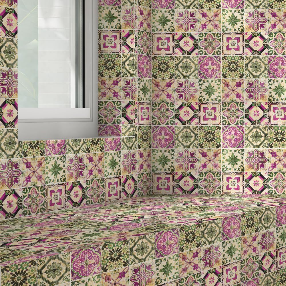 RE-COVERTILES - Adesivi per Piastrelle Bagno e Cucina 24 Pz 10x10 cm - PS00061 Decorazione murale in PVC impermeabile mattonelle mosaico stile cementine Azulejos