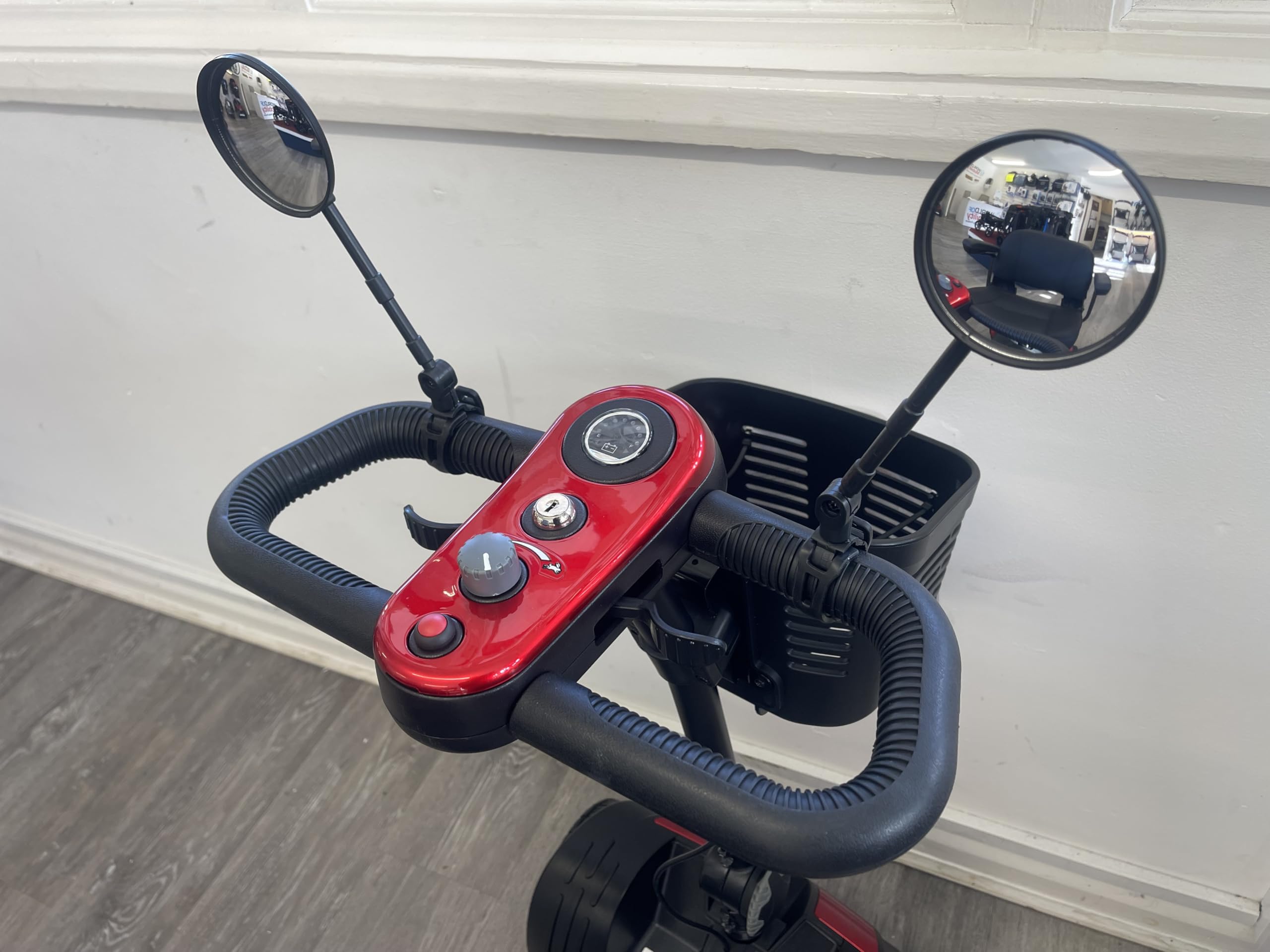 Universal Mobility Scooter Mirrors, Adjustable Clip-On Extended Side View Mirrors, Black, Compatible with All Models