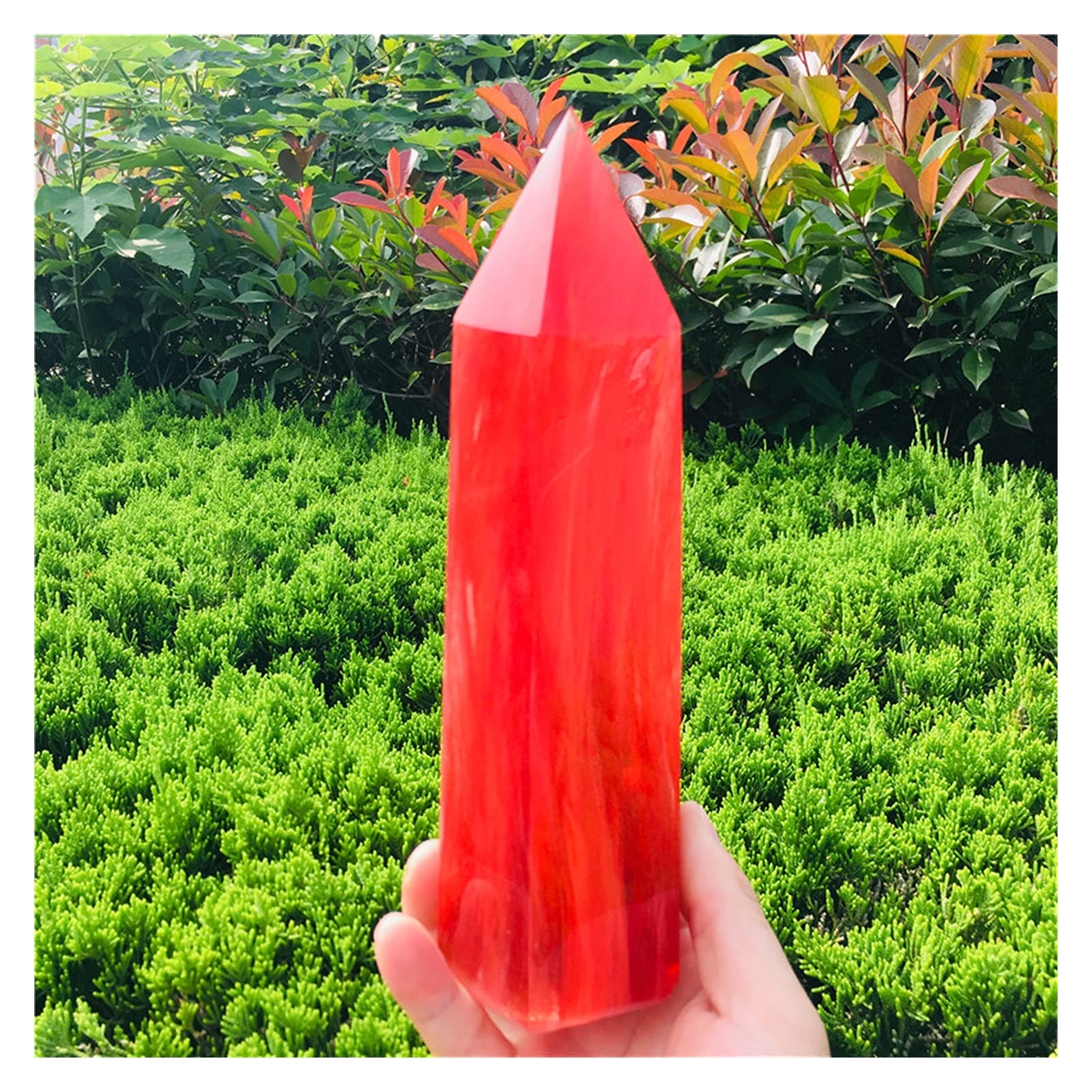 Piedra de fundición, Piedras de Cuarzo Transparentes Rojas y Cristales, Varita de obelisco, decoración for el hogar y la Oficina Obelisco (Size : 1-1.2kg)