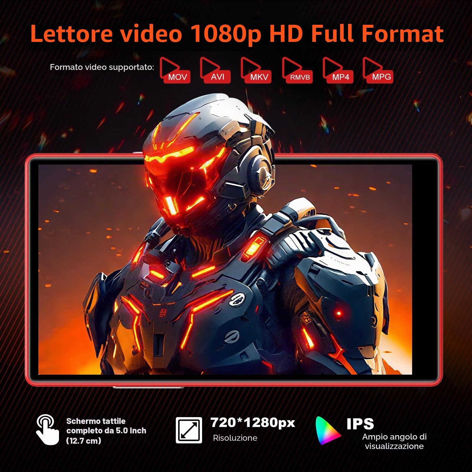 160GB Lettore MP3 con Bluetooth e WiFi, Oilsky 5" MP4 Player HD con Spotify, Amazon Music, Audible, Deezer, Lettore Musicale Android 13 con Touch Screen e Altoparlanti (nero)