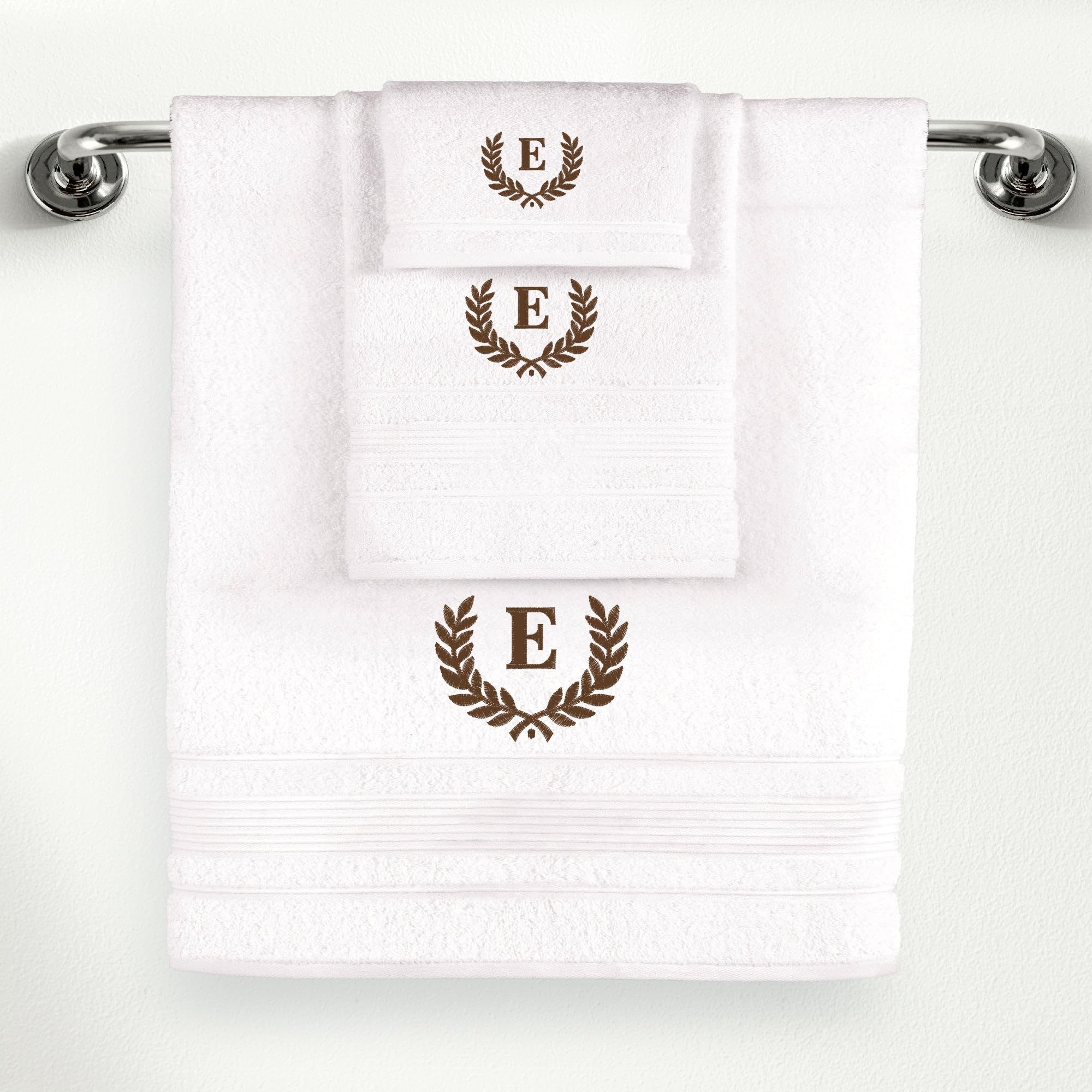 Ephesos Personalized Custom Monogrammed White Towel Set - 3 Piece, Soft & Absorbent 100% Cotton - Perfect for Gifts, Home, Bathroom, Spa, or Kitchen -