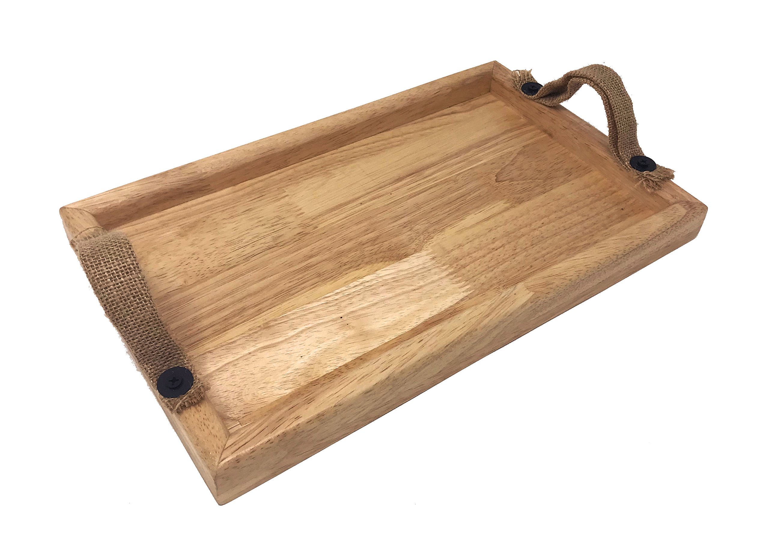 CK Ottoman Designer Wooden Tray with Jute Handles - Small