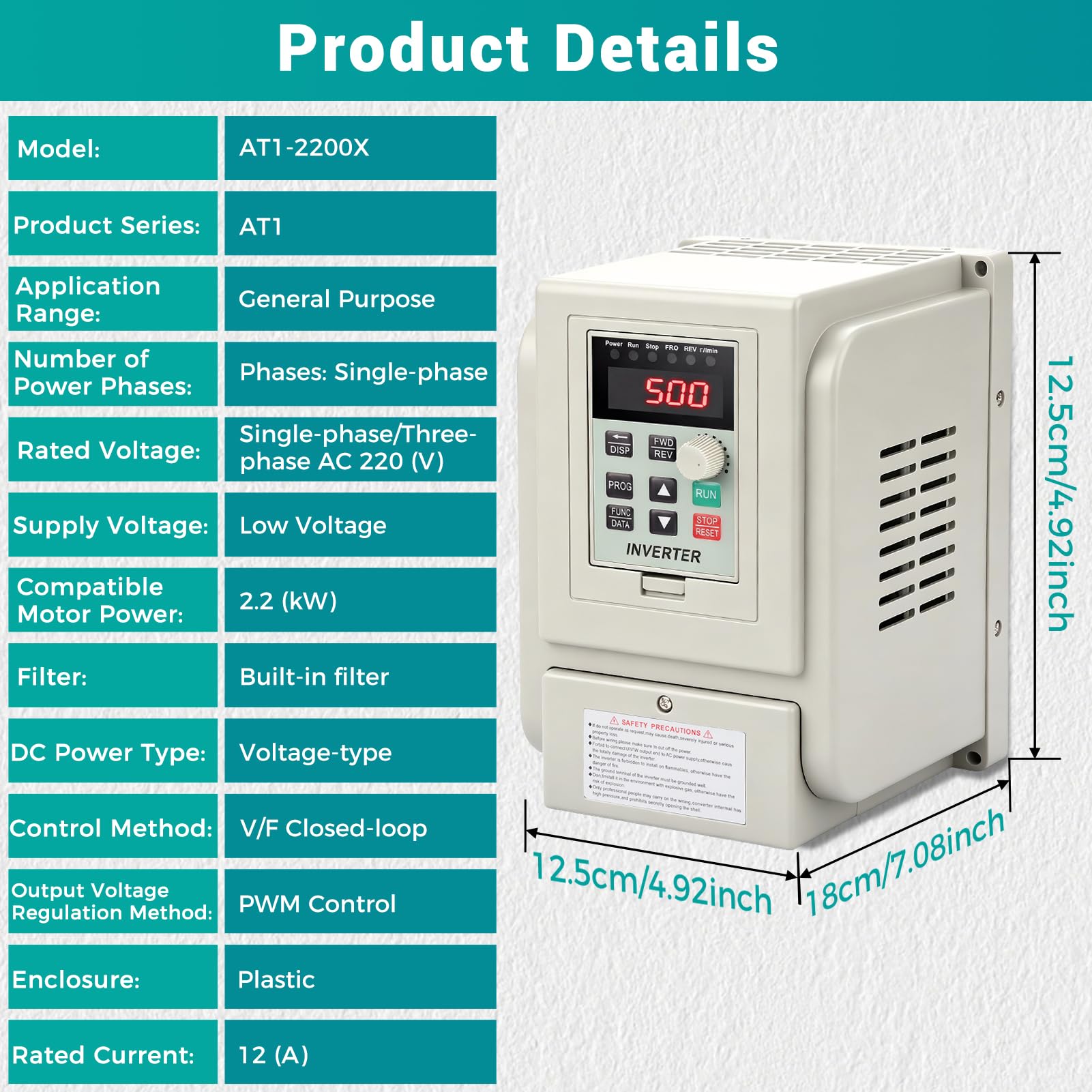 2.2KW 220V Variador de Frecuencia Monofasico Control de Velocidad