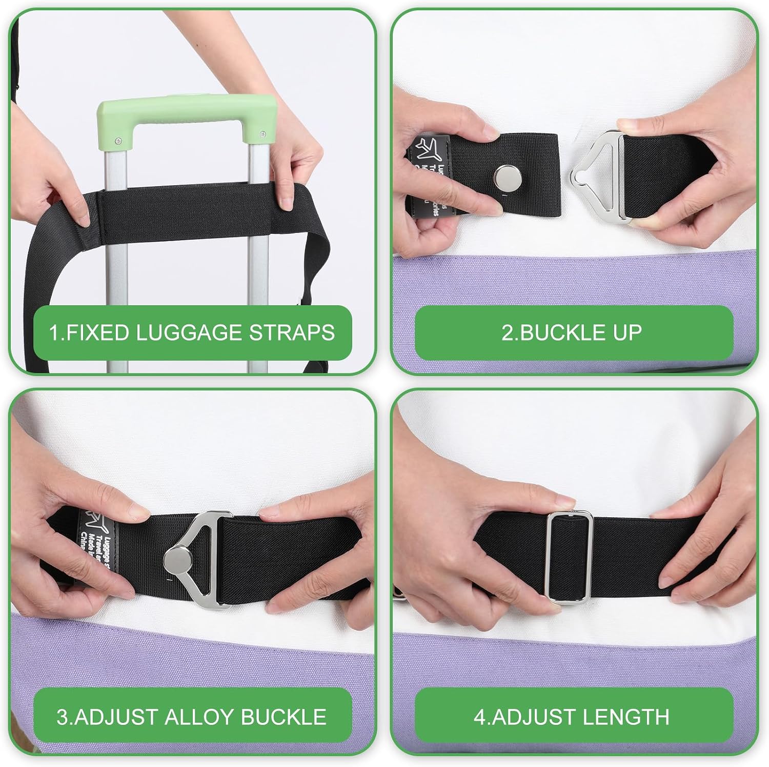 Sibba 2-in-1 Luggage Straps Travel Belt for Luggage Straps Over Handle for Add a Bag Adjustable Travel Suitcase Belt Secure Lock Strap to Prevent Bursting Adjustable Suitcase Belts or Carry On Bag