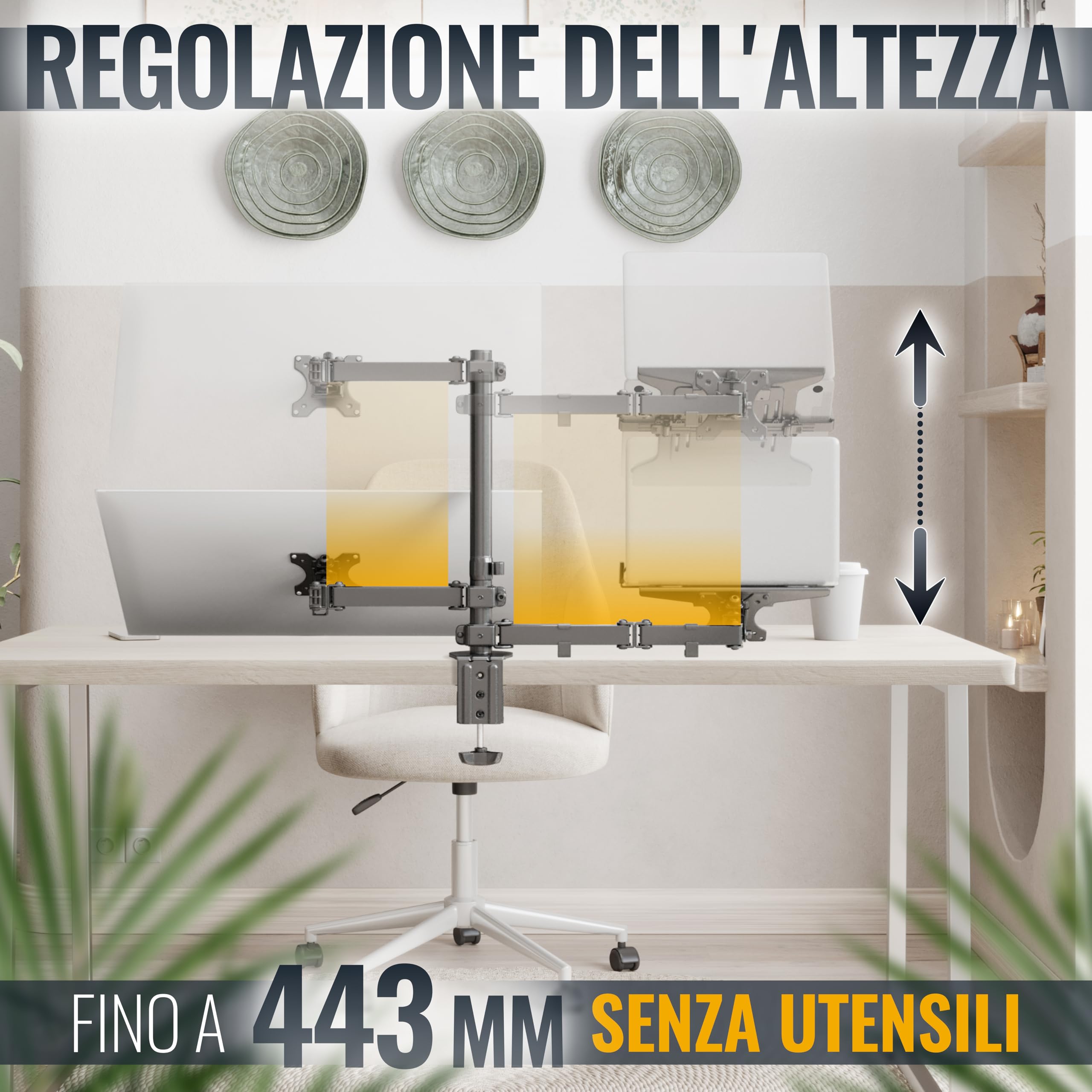 RICOO TS7111 Supporto monitor da scrivania 13-34 pollici per 13 32 34 pollici girevole inclinabile fino a 8 kg max VESA 100x100
