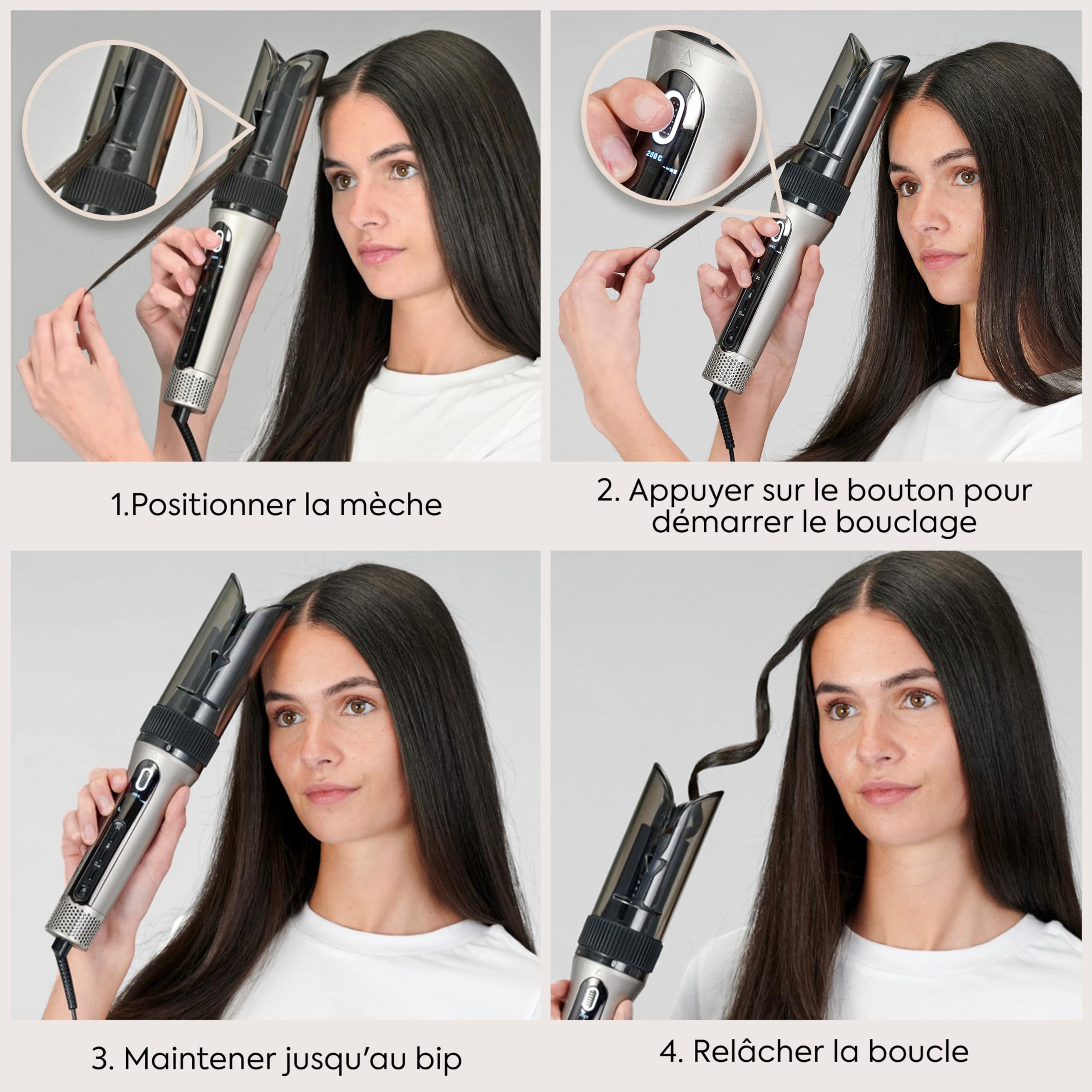 BaByliss Boucleur Automatique & Waver Style Secret Air– Cylindre de 25 mm avec chaleur douce et flux d’air, 48 combinaisons de réglages pour boucles, waves ou brushing, cheveux courts et longs, C6686E