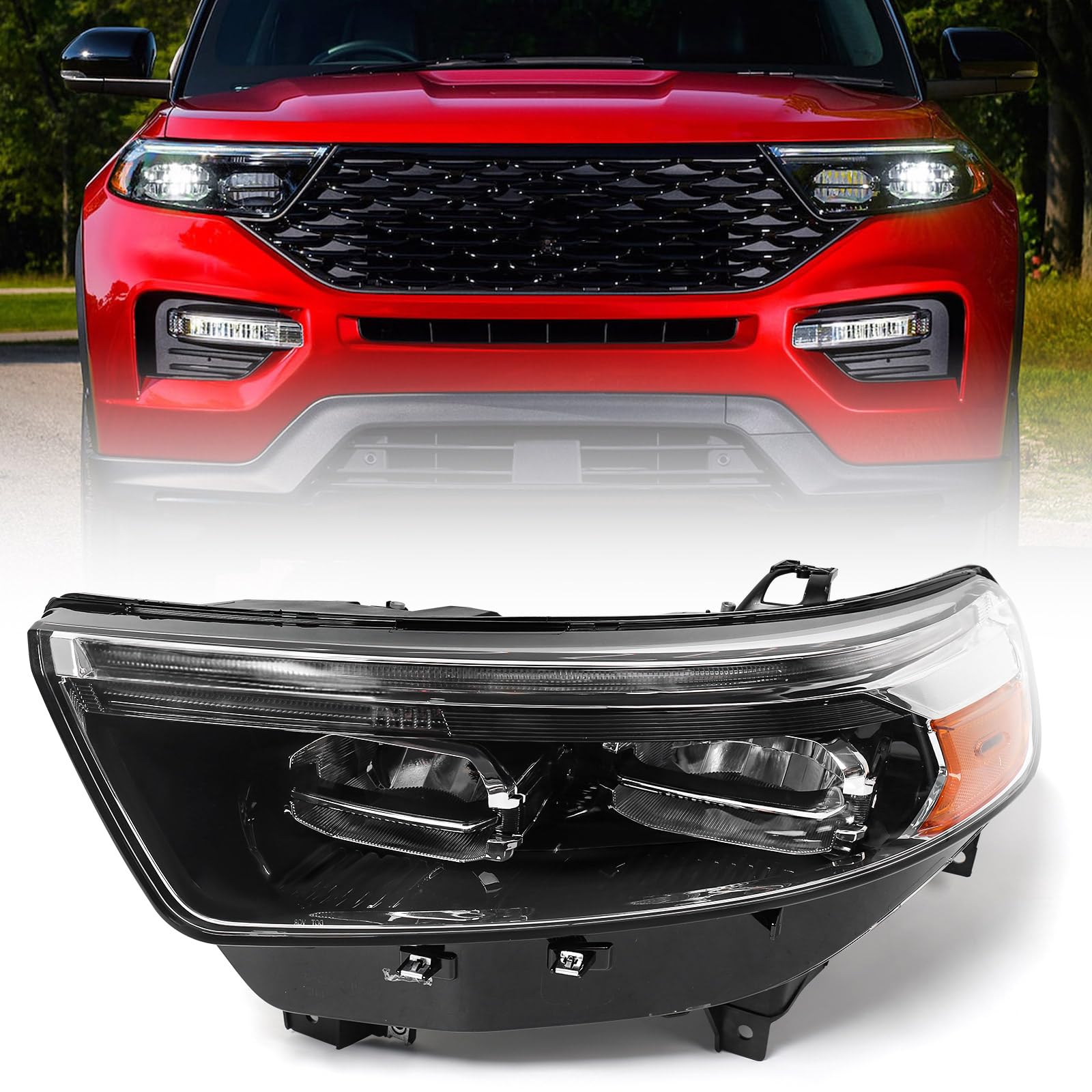 FIONE LED Headlight Assembly Compatible with Ford Explorer XLT/Limited 2020 2021 2022 Left Driver Side LH Replacement Headlamp