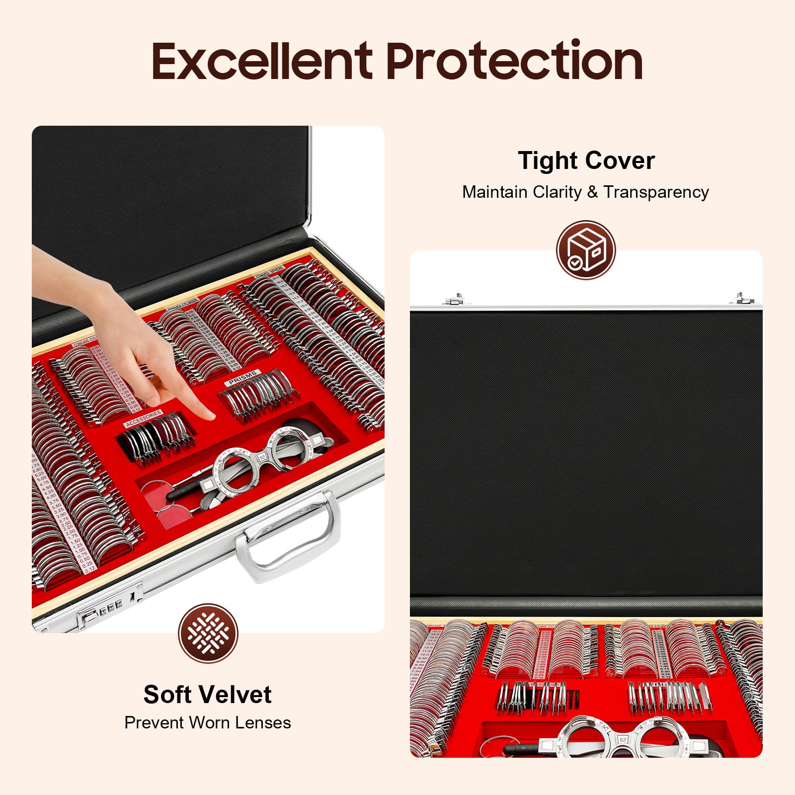 GXFCHYL 266Pcs Lens Case Optometry Rim Case Kit Optical Trial Lens Set Optometry Kit Professional Eye Protection Accessories Set Optical Metal Rim Prism Trial Lens Set Optometry Test Trial Frame