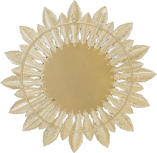Miniatura 5 de LSFYYDS Espejo colgante de plumas de metal, espejo decorativo de pared, escultura artística, espejo de tocador moderno para decoración de pared,
