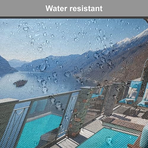 Miniatura 5 de Lunarable Cojín para silla de verano, terraza con piscina y vista al lago desde la casa, balcón, ocio, destino de vacaciones de ensueño, acolchado