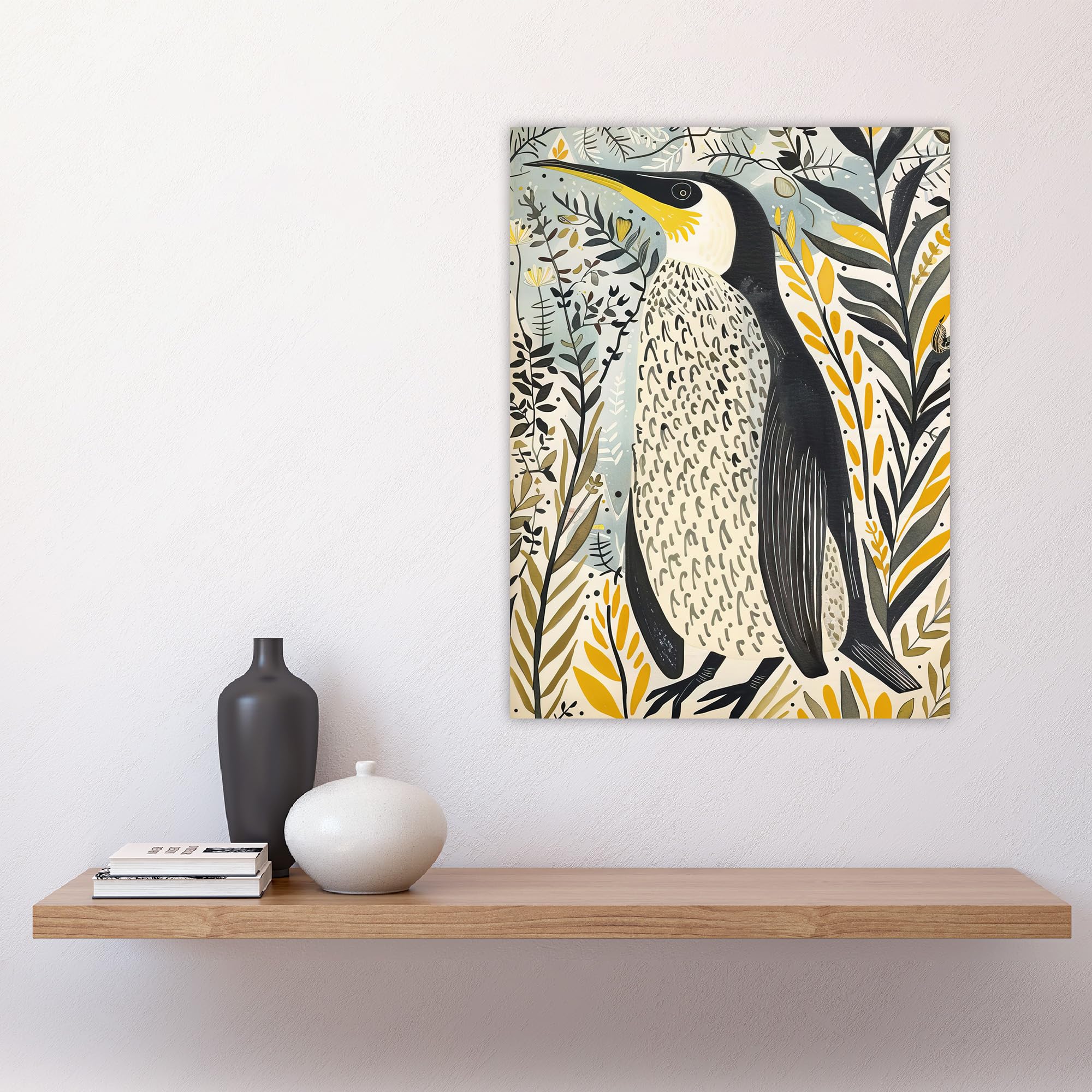 Artery8 Rustic Penguin Quirky Botanical Animal Portrait Living Room Large Wall Art Poster Print Thick Paper 18X24 Inch - Image 4