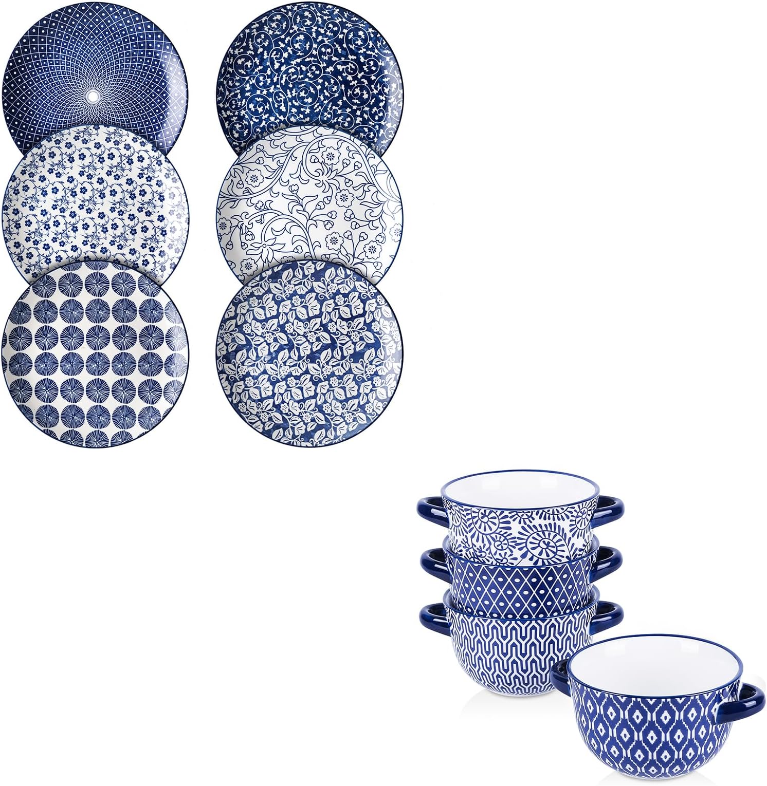 Selamica 10 inch Porcelain Dinner Plates + 20 oz French