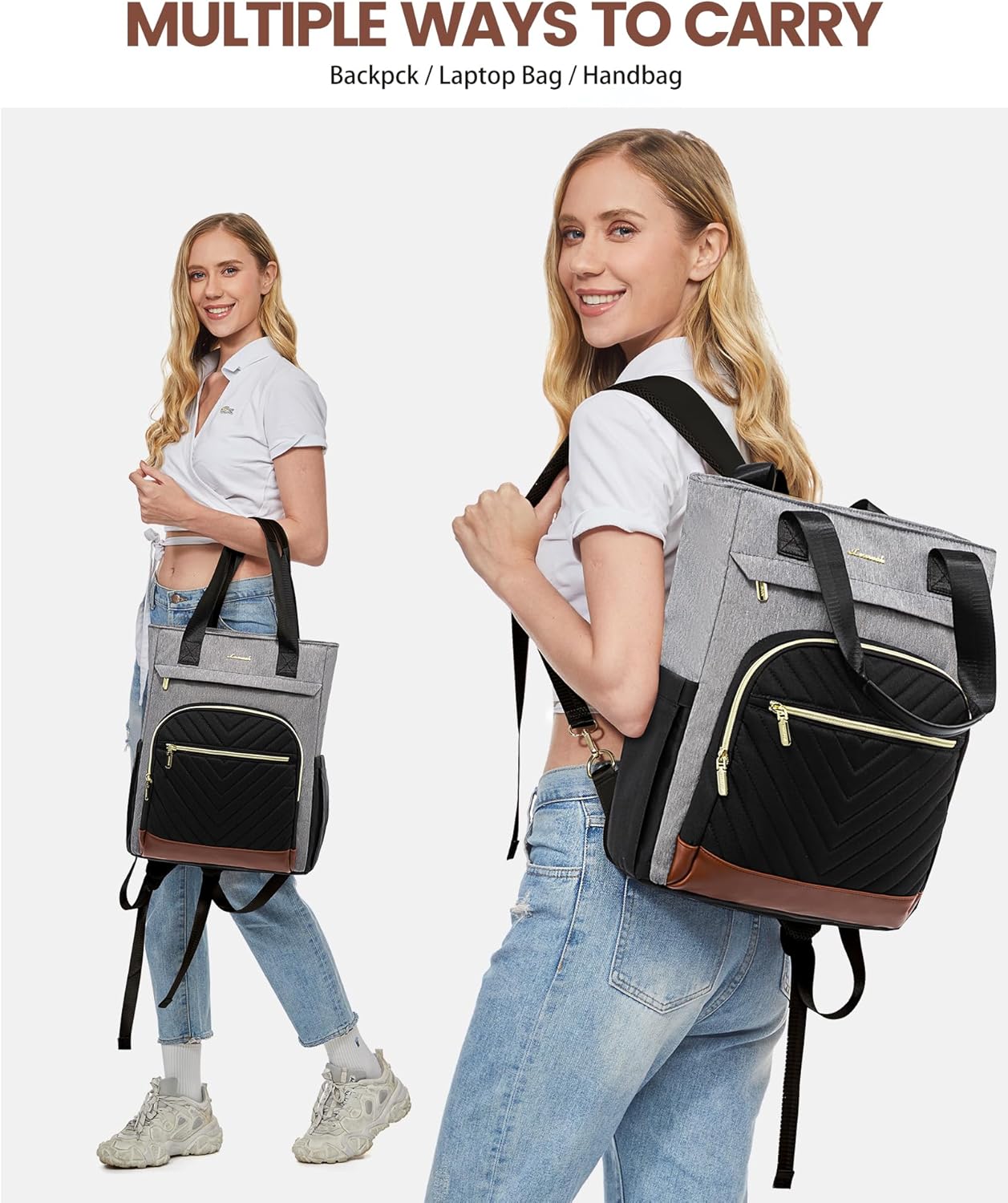 LOVEVOOK Laptop Backpack for Women, 17 Inch Work Laptop Bag Teacher Nurse Backpack, Wide Open Travel Backpack Purse Convertible Business Computer Tote Daypack - Image 5