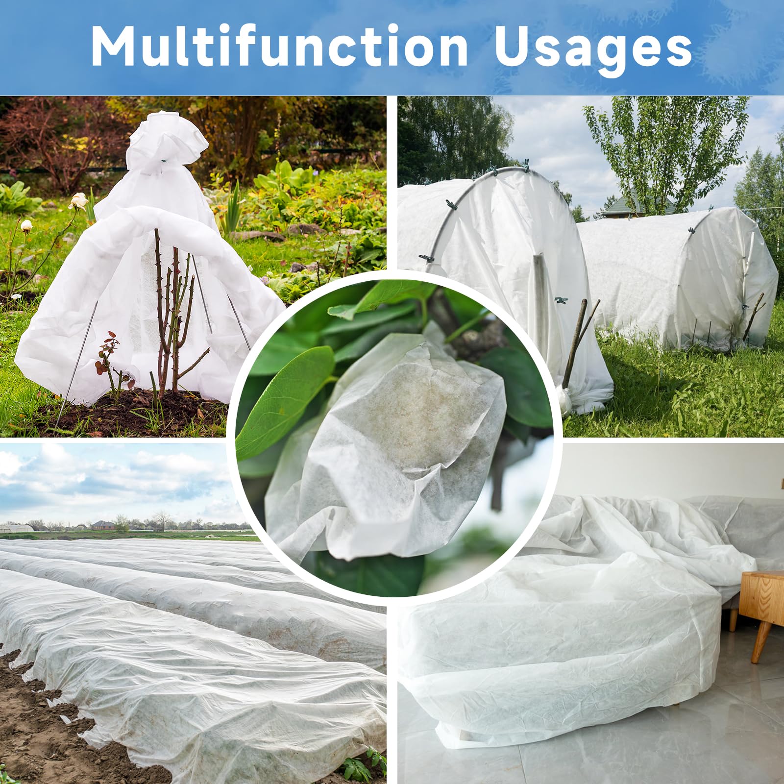 Cubiertas para plantas de protección contra congelación, 10 pies x 20 pies, 10 onzas/yd², manta flotante más gruesa, tela para plantas para invierno, heladas, nieve y protección del jardín