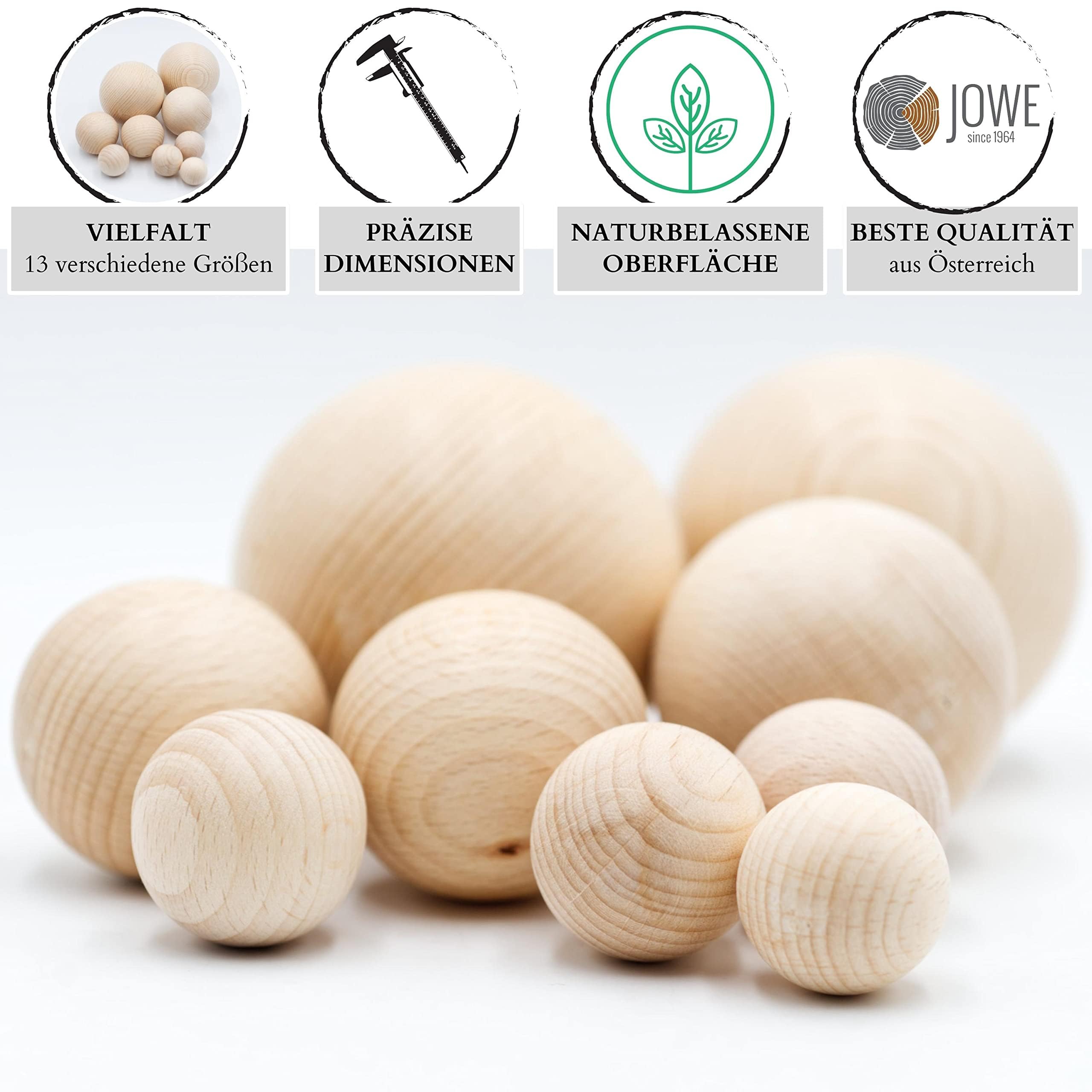 JOWE Drewniana kula 10 cm, z buku, bez otworu, 1 sztuka - kula z drewna bez otworu 100 mm | Made in Austria