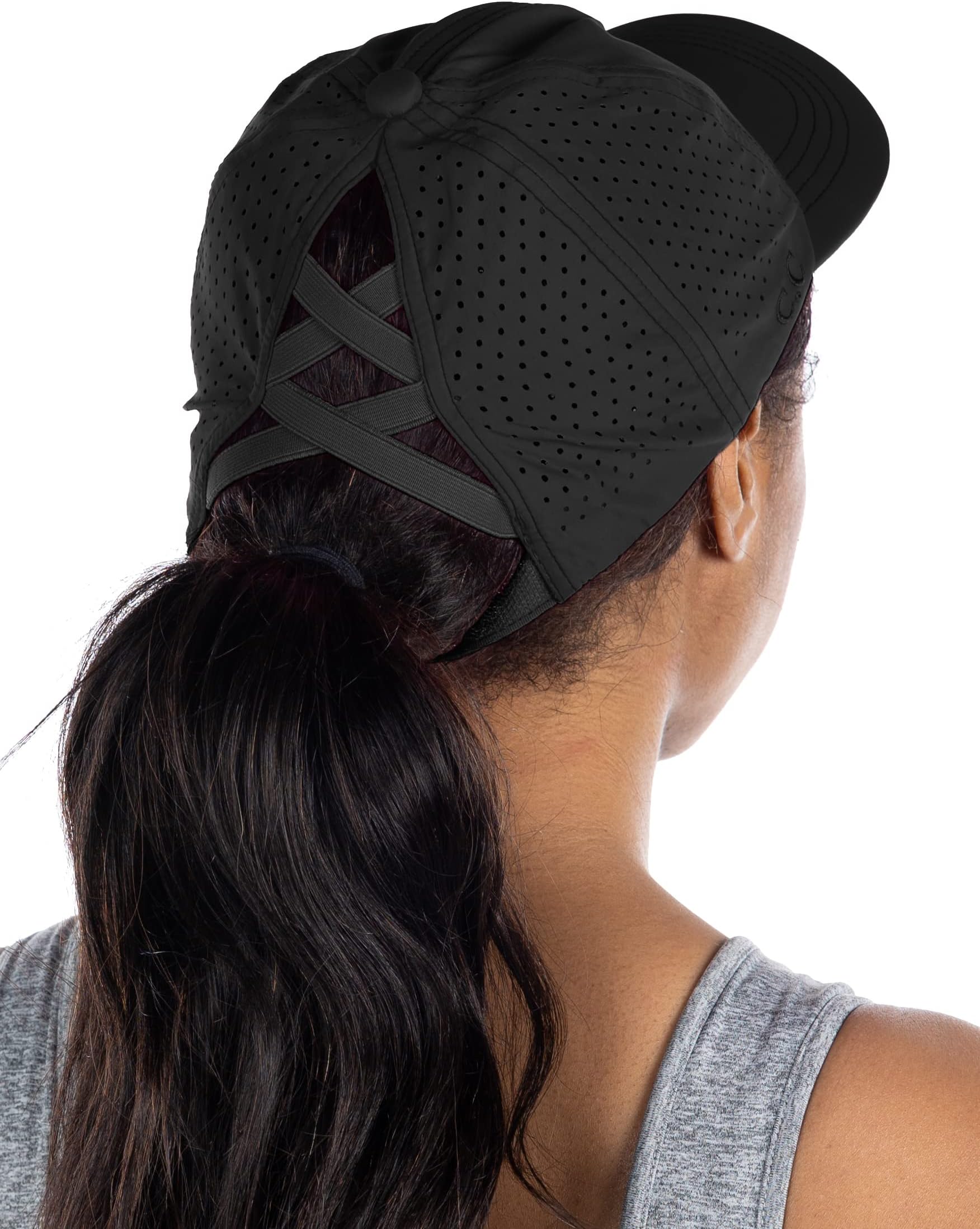 Funky JunquePonytail Hat for Women - Baseball Cap with Adjustable Fit & High Pony Tail Criss Cross Back for Everyday Wear