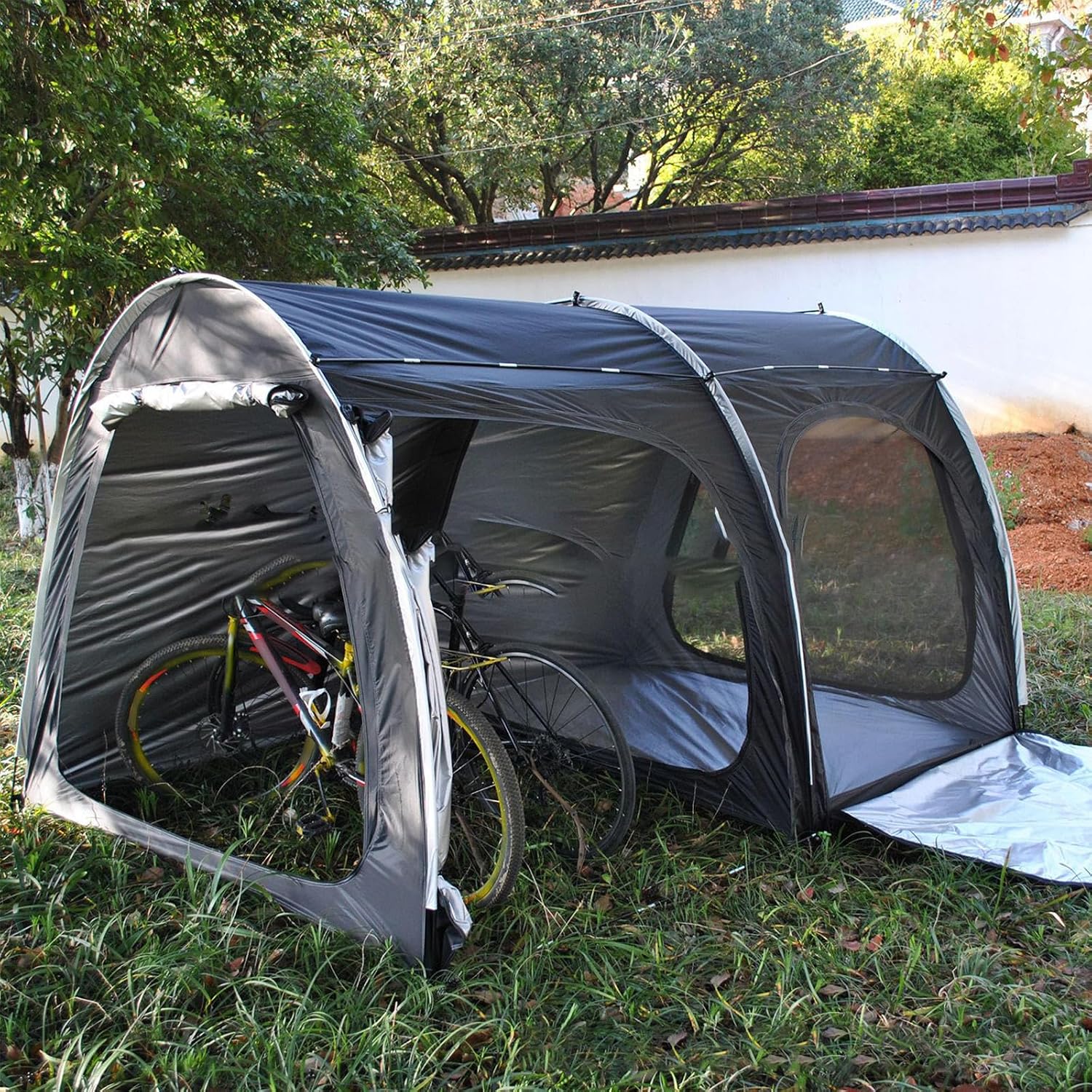 バイクシェルター 通気ネット付き 自転車 倉庫 2/3/4/5 バイク用 ガレージテント 【ソリューション】 車 自転車置き場や