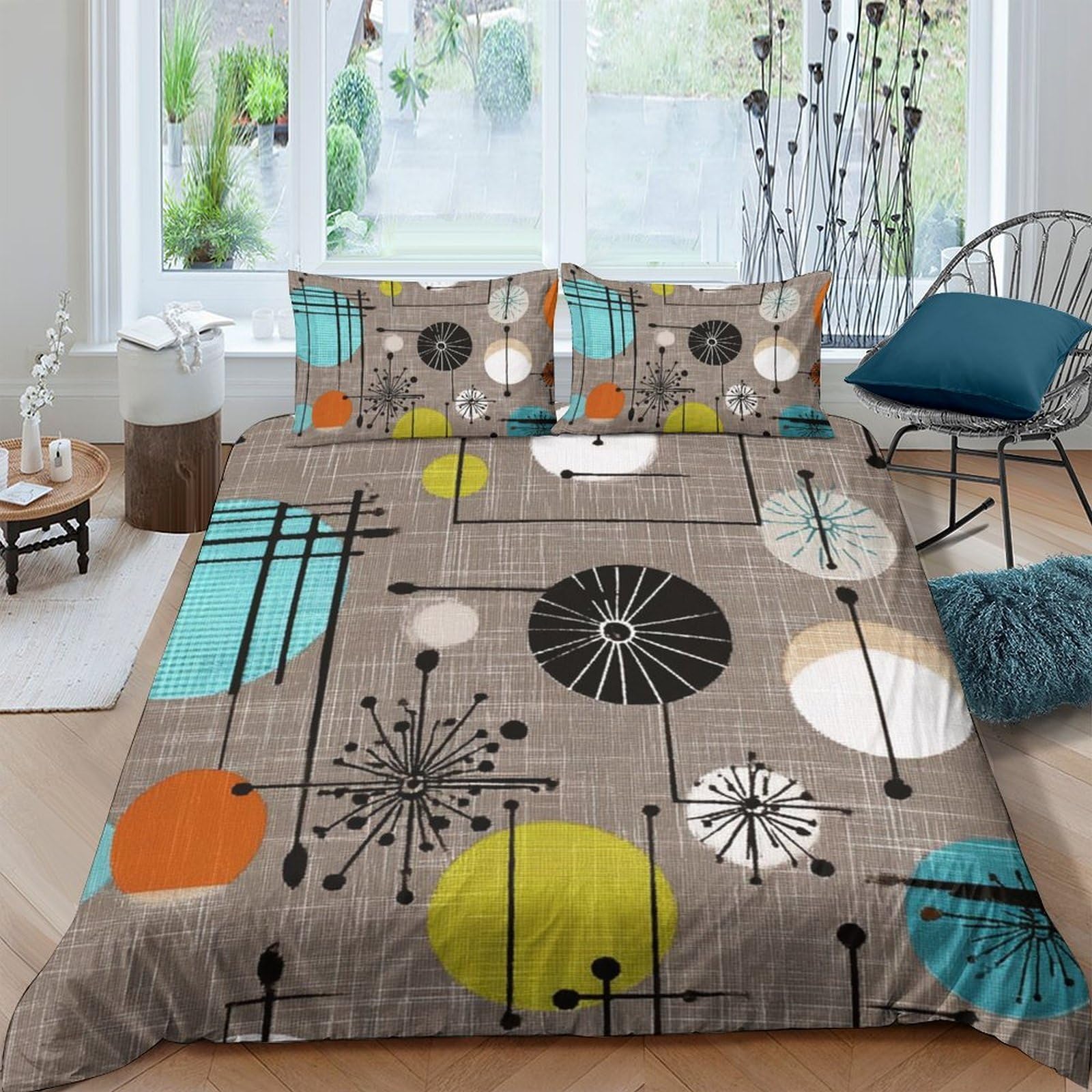 Ctjqhvkz Style-7 3D Printed Geometric Retro Fitted Sheet Microfiber Soft Modern Abstract Bed Cover For Bedroom Guest Room Decor Single（135X200cm）