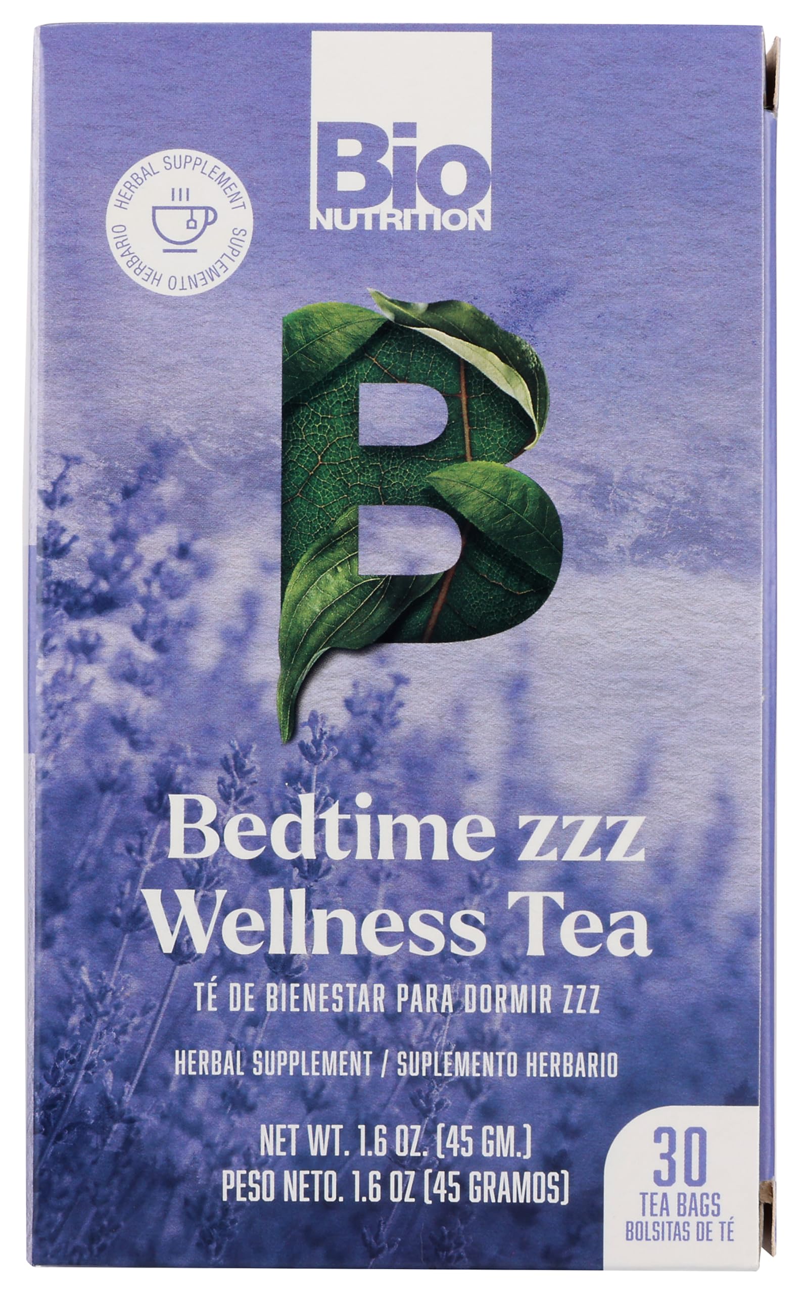 Bio Nutrition Bedtime zzz Wellness Tea, Caffeine Free, 30 Tea Bags, 1.6 oz (45 g)
