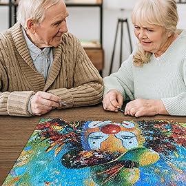 HUADADA Jigsaw Puzzles for Adults 1000 Pieces, Clown Letter on Back Interlock Perfectly No Dust, Circus Home Decor Birthday Party Toys for Men Women Elders Seniors (27.5x19.6), 1:1 Poster