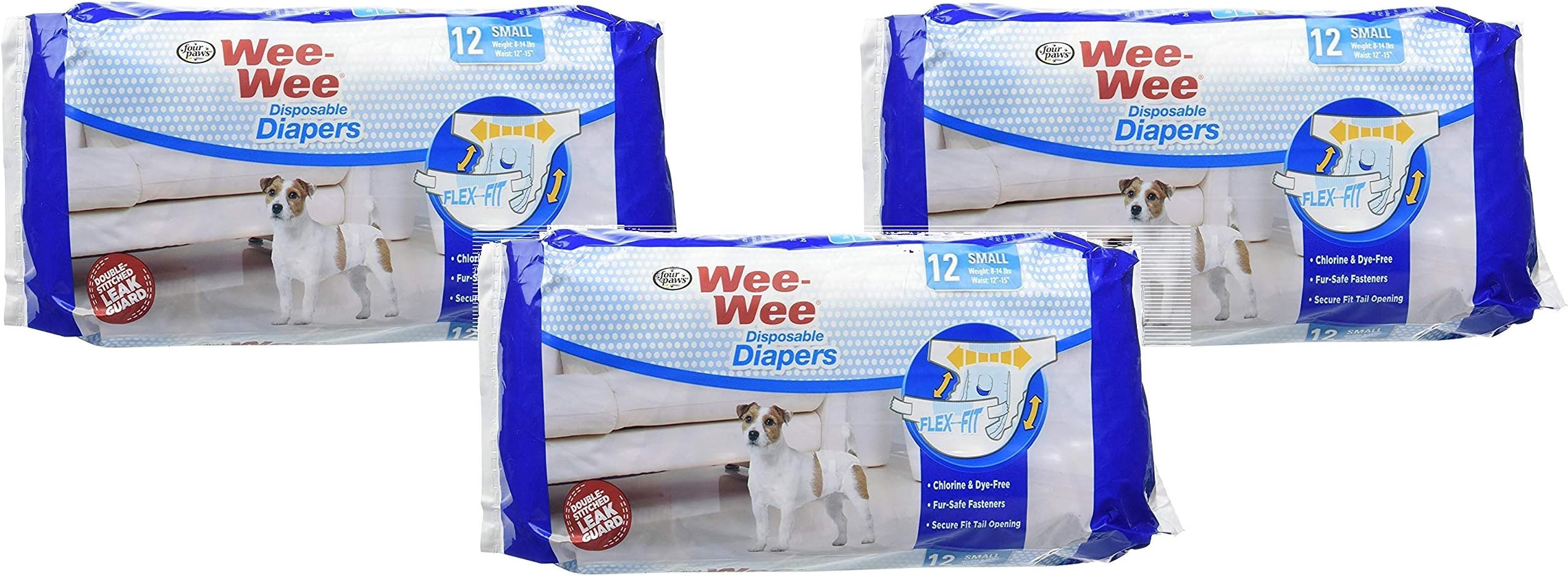 Four Paws (3 Pack) Wee-Wee Products Disposable Dog Diapers Small