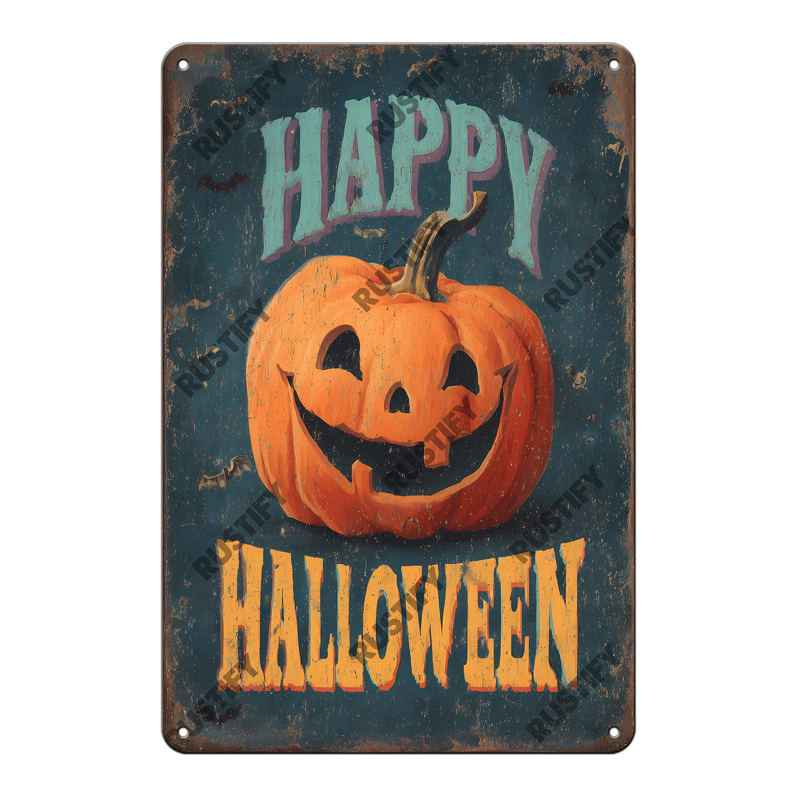 Anceky Retro Tin Sign Pumpkin Halloween Metal Sign Wall Decor for Kitchen Home Bar Cafe Garage 12×16 Inch