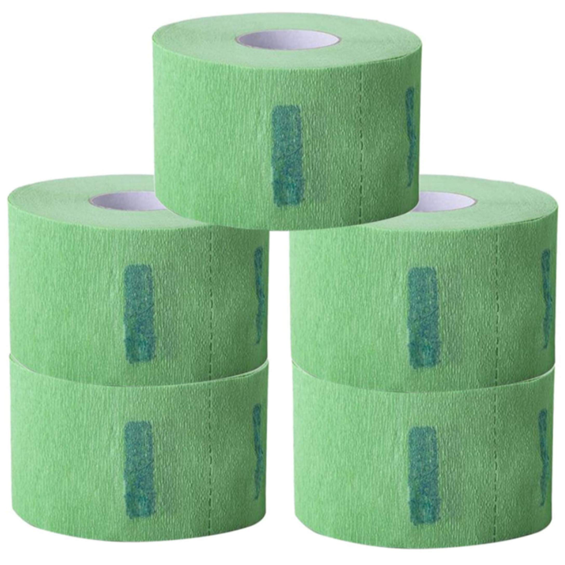 5 rollos de papel de protección de cuello desechable, cinta de barbero para el cuello, tiras de papel de corte de pelo profesional para peluquerías uso doméstico (Verde)
