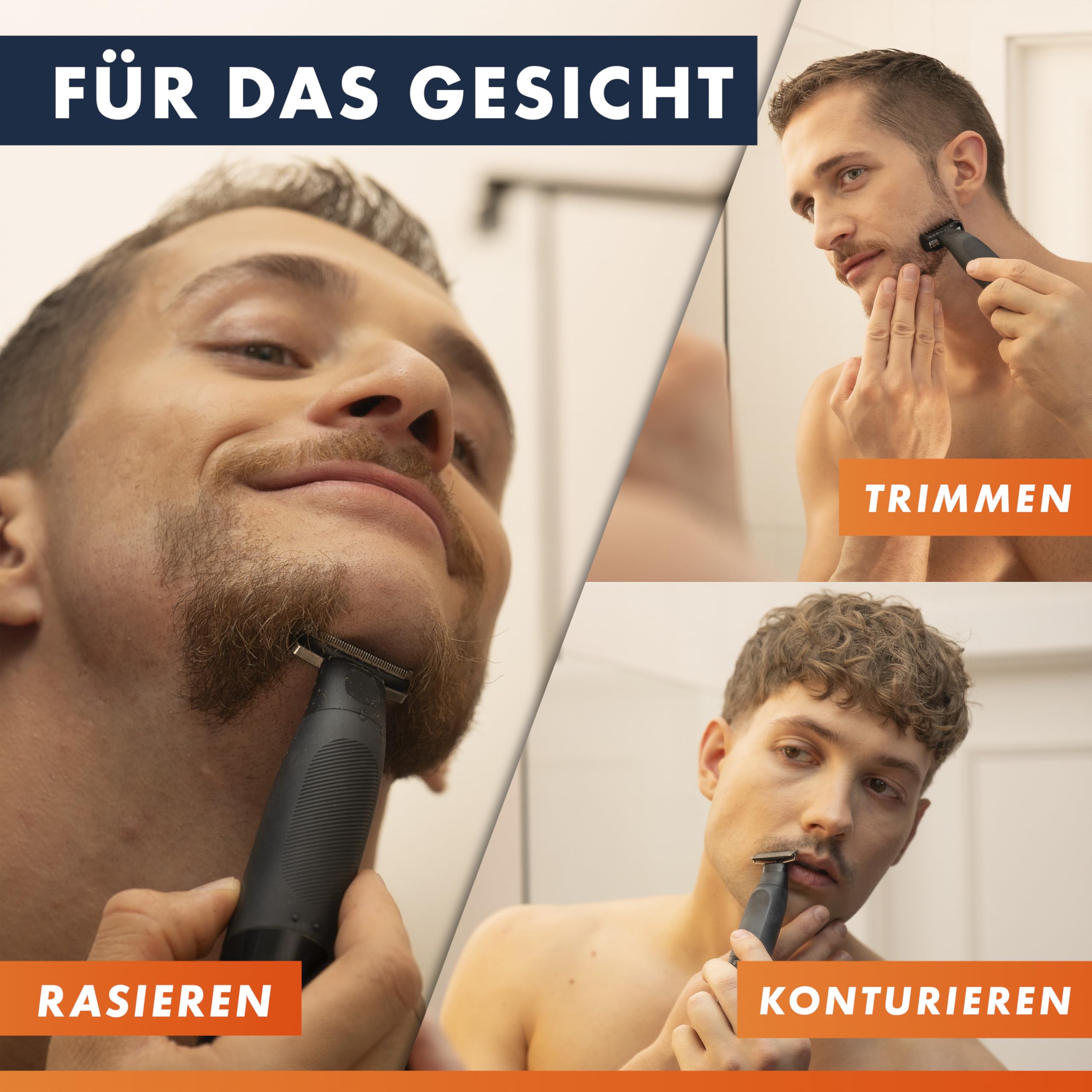 Gillette Fusion One Hybrid Rasierer Herren Elektrisch, Schwarz - Barttrimmer Und Körperrasierer, Bodygroom, 45-Min Akku, Powered von Braun, Wasserdichter Trimmer, Inkl. 3 Kammaufsätze Und 1 Körperkamm