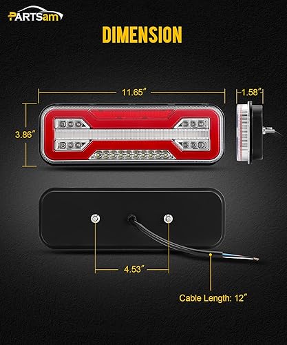 Miniatura 6 de Luces traseras LED para camión y remolque Partsam 10-30V, 74 LEDs, luz de freno, señal de giro, luz trasera, luz de marcha atrás, luz de marchaluz