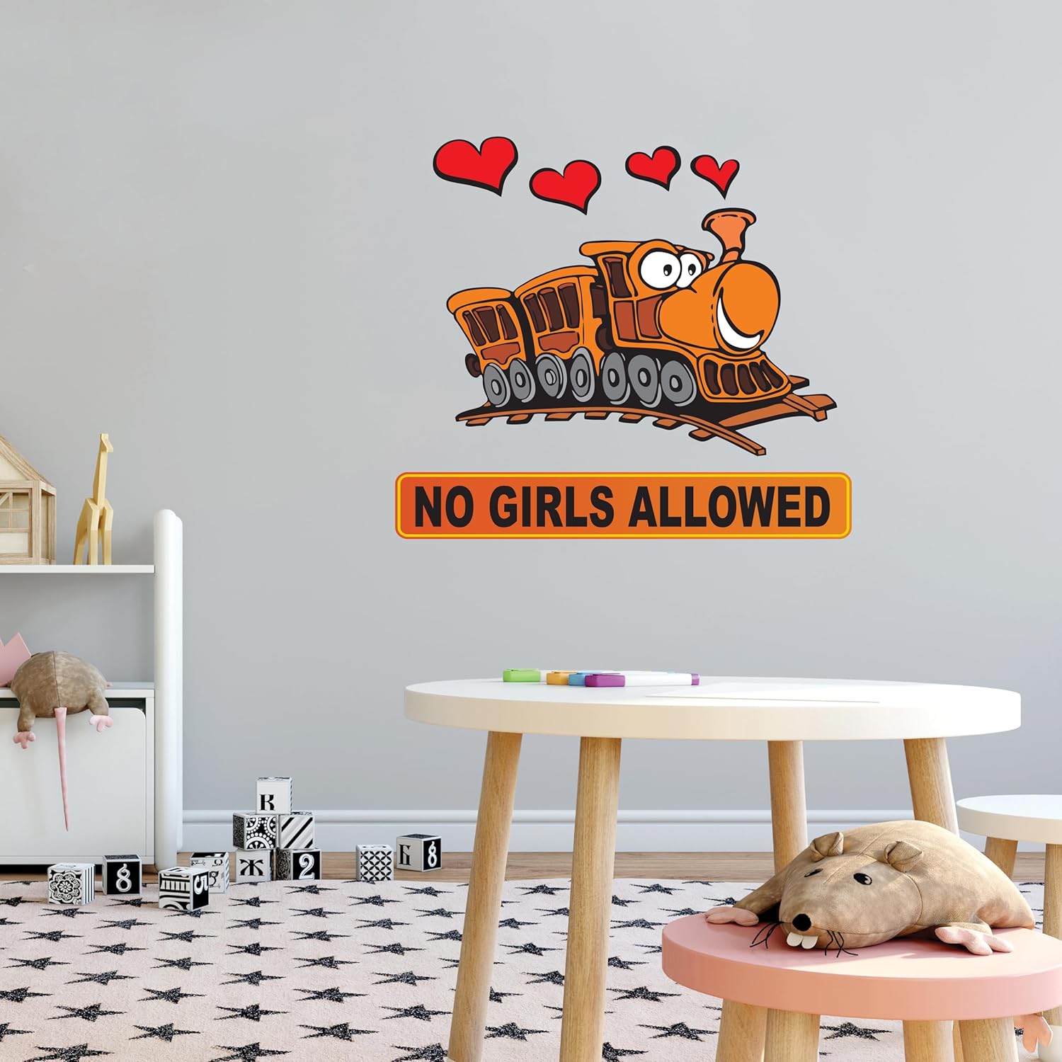 Design With Vinyl No Girls Allowed Train Wall Decal Train Going Happily Bedroom Wall Sticker Removable - Size: 10 Inch x 9 Inch 10 Inch x 9 Inch Multi