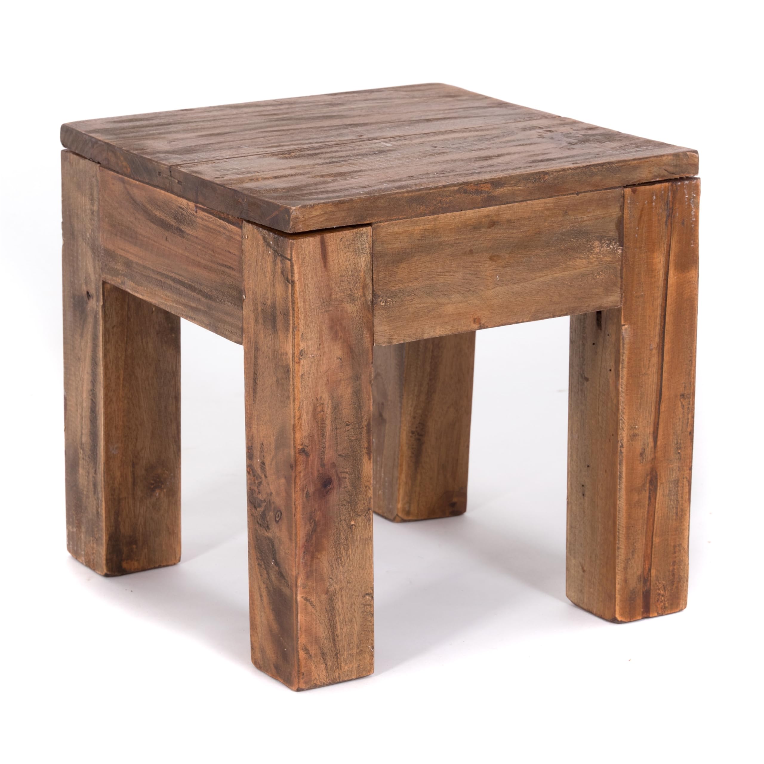 DESIGN DELIGHTS Rustykalny stolik kawowy Square 30 | drewno z recyklingu, lite, 30 x 30 x 30 cm (wys. x szer. x gł.) | stolik pomocniczy
