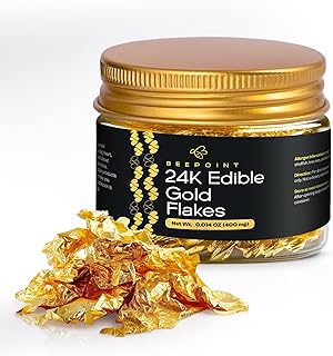 BeePoint 24K Edible Gold Foil Flakes - 400mg Gold Flakes for Cake Decora...