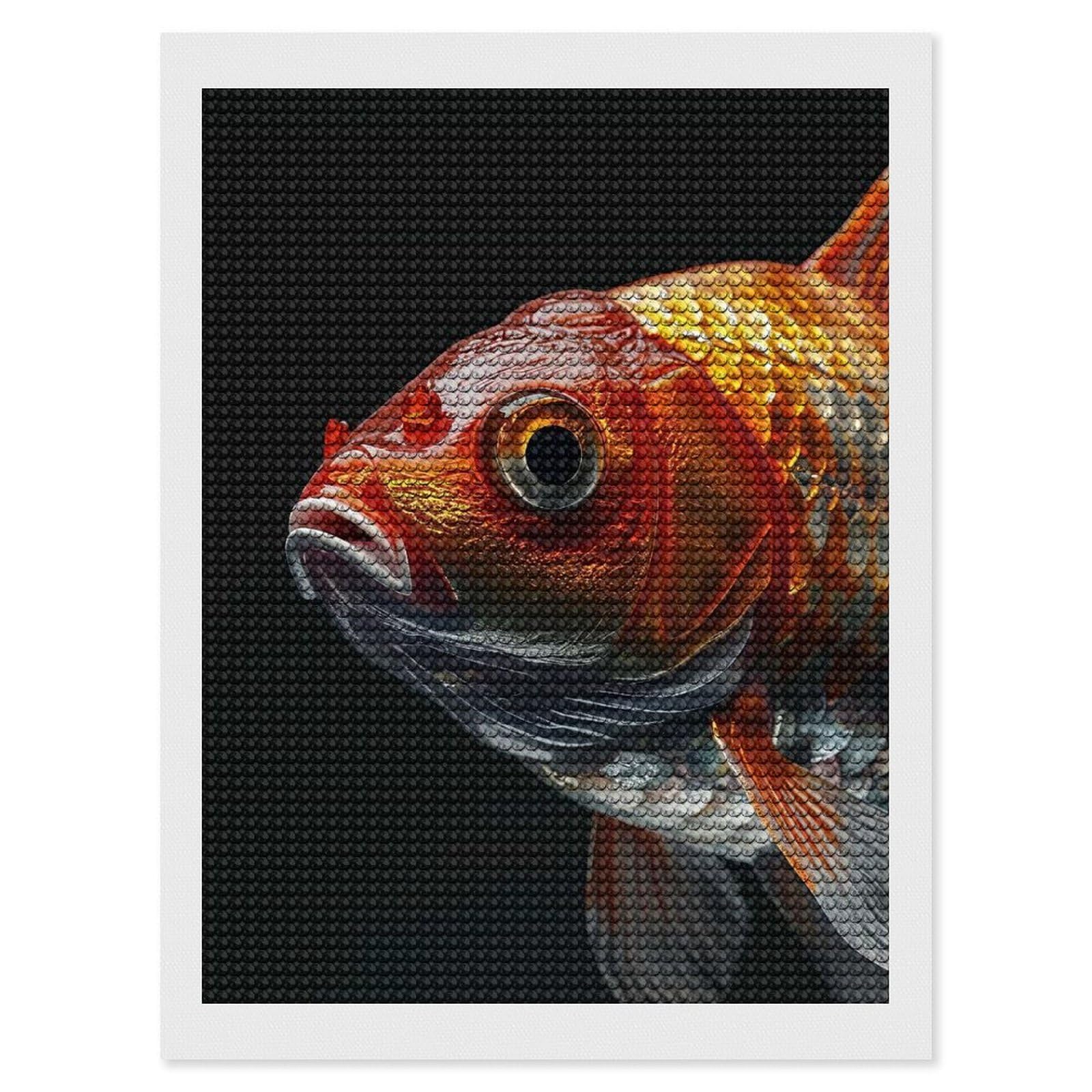 Junmoney Goldfish Diamond Art Kit 12"x16", Creative Leisure Activity, Complete Accessories, Vintage Style Decor, for Women