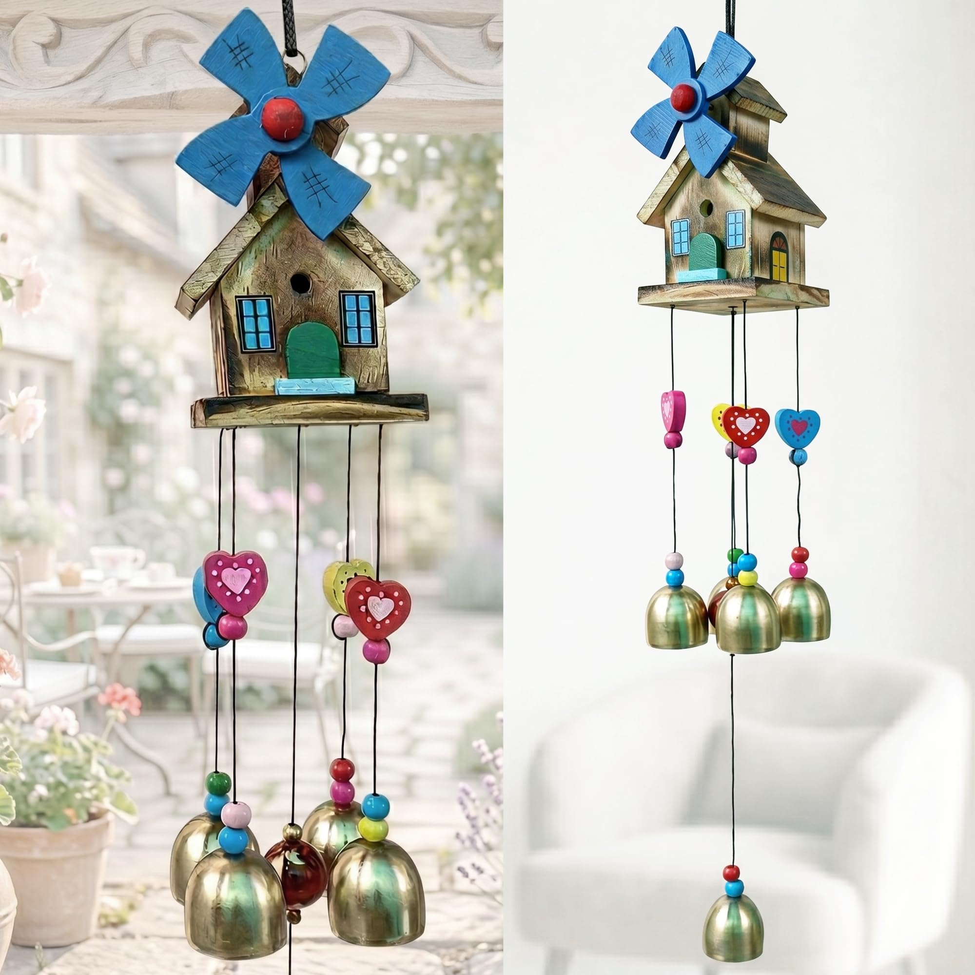 Amazon Basics Decorative Wind Chimes for Balcony, Home & Garden | Pleasant Sound | Handcrafted | Metal Chime for Home De