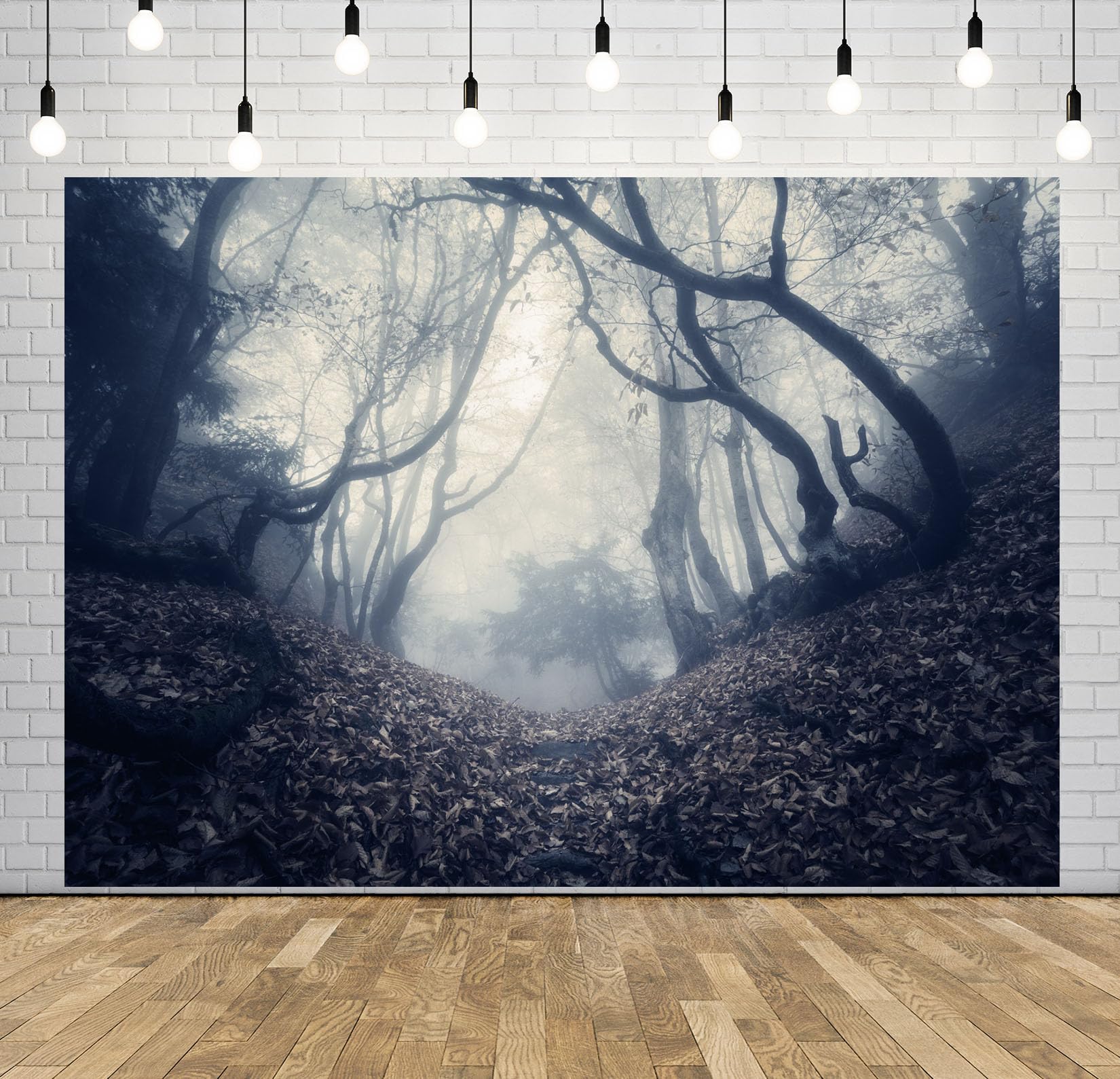 15x8FT (4.6x2.5m) Sentiero Nebbioso Tra Alberi Contorti Sfondo Fotografico