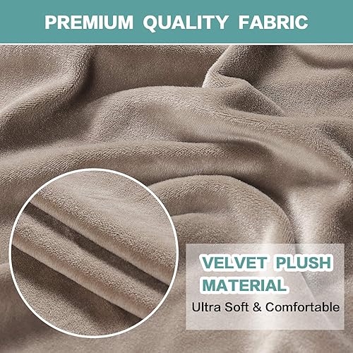 Miniatura 3 de Turquoize Paquete de funda de terciopelo para sofá de dos plazas, de elastano, de alta elasticidad, color gris pardo