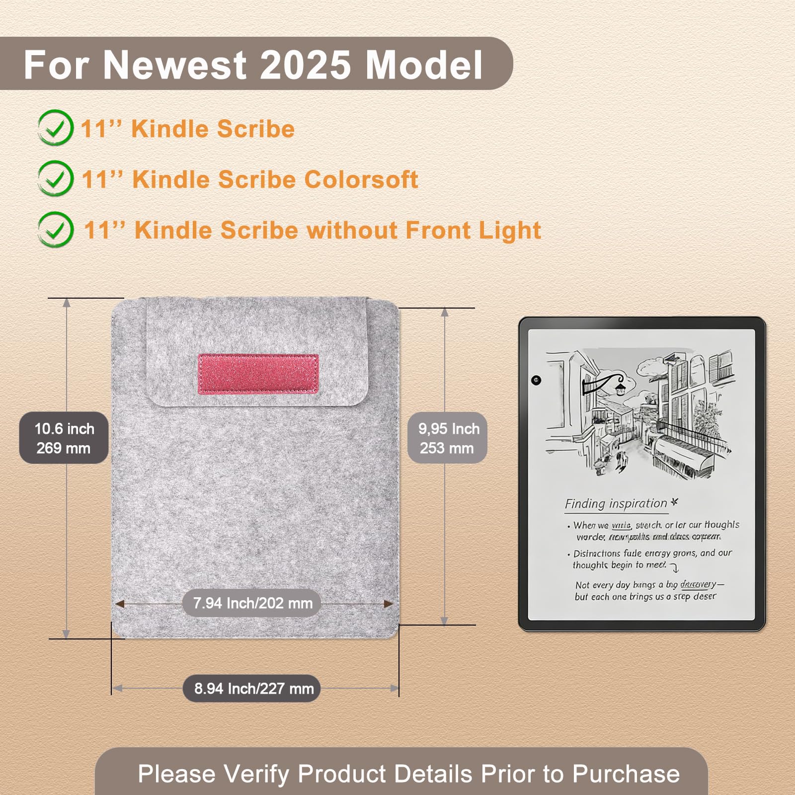 Caweet Étui de protection pour Kindle Scribe 11 pouces - Compatible avec Colorsoft 1ère génération et 3ème génération version 2025 - Cuir PU de qualité supérieure avec support pliable - Rose - 2