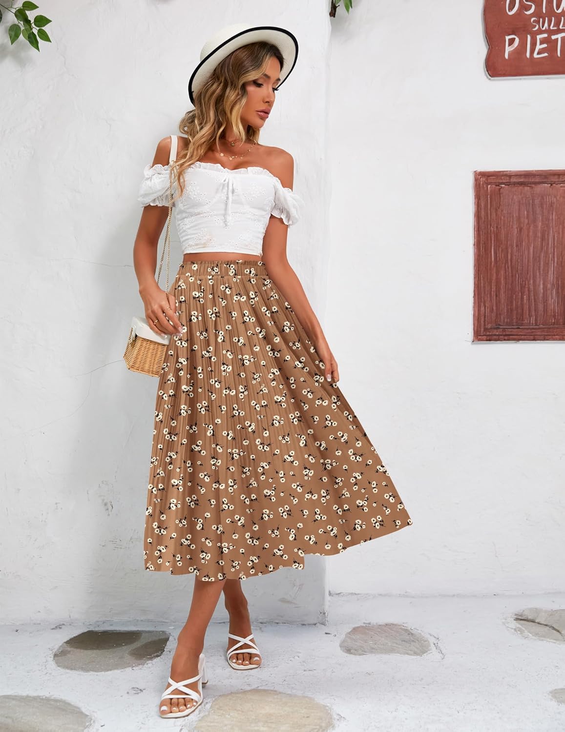 Zeagoo Summer Skirts for Women Long High Waisted Floral A-Line Flowy Skirts Swing Skirts,XL - Image 3